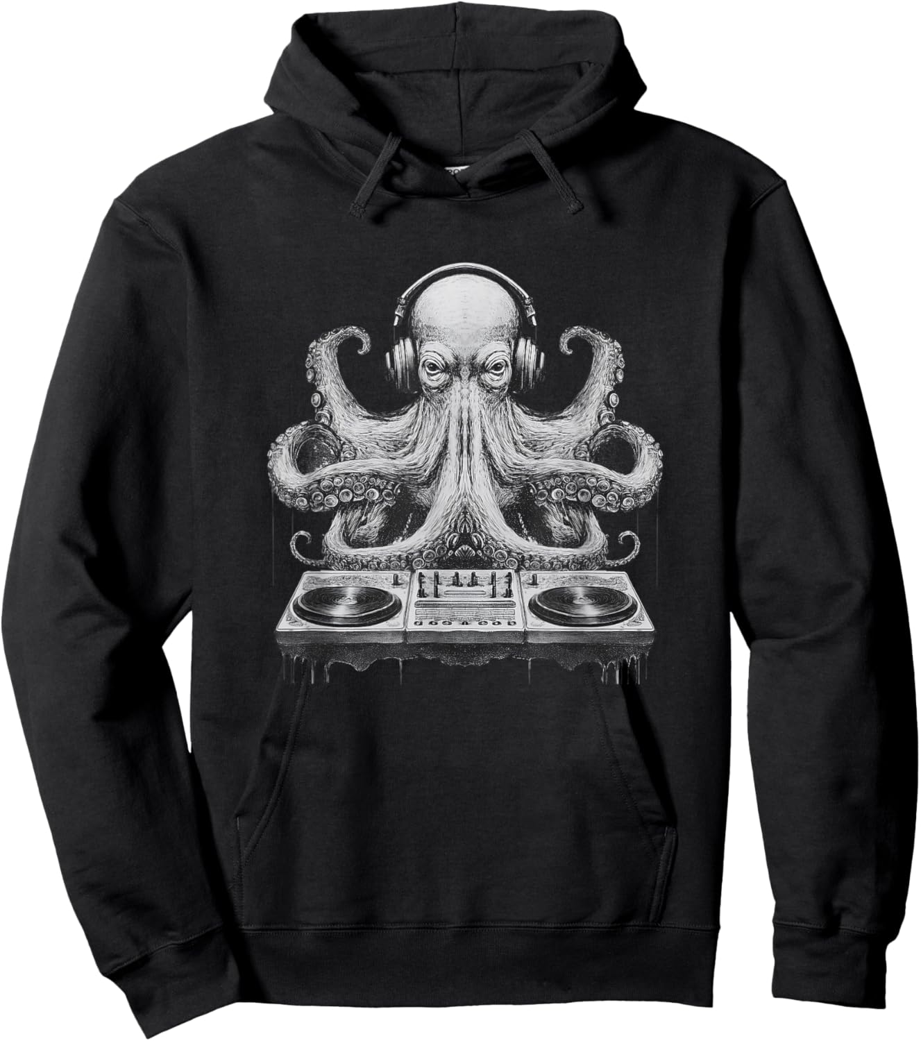 Octopus DJ Partying Kraken Tentacles Rave Festival Party Hoodie - Hoodie | Black