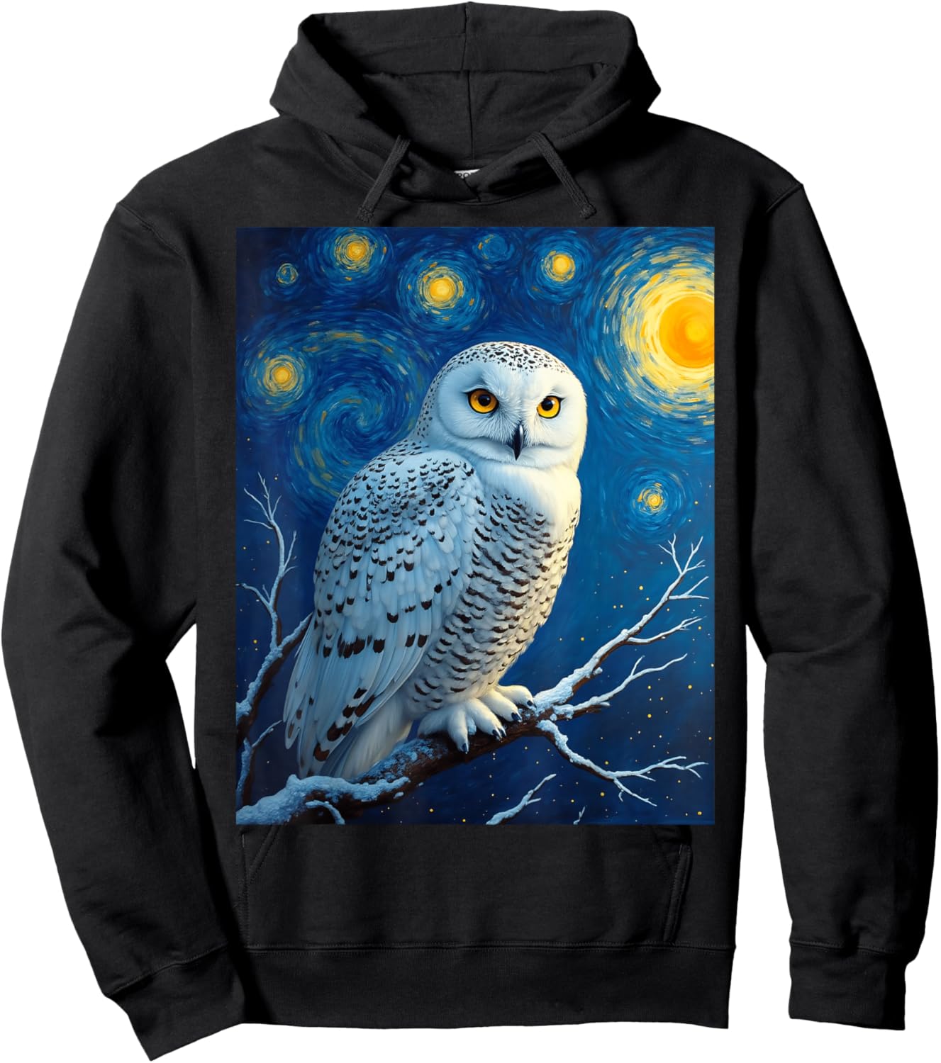 Van Gogh's Starry Night Snowy Owl Arctic Hunter Animal Hoodie - Hoodie | Black