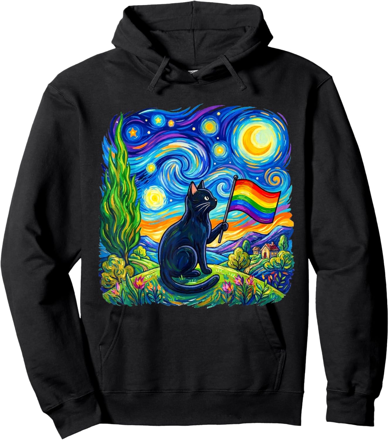 Proud Ally Pride Flag Rainbow LGBTQ Gay Lesbian Equality Hoodie - Hoodie | Black