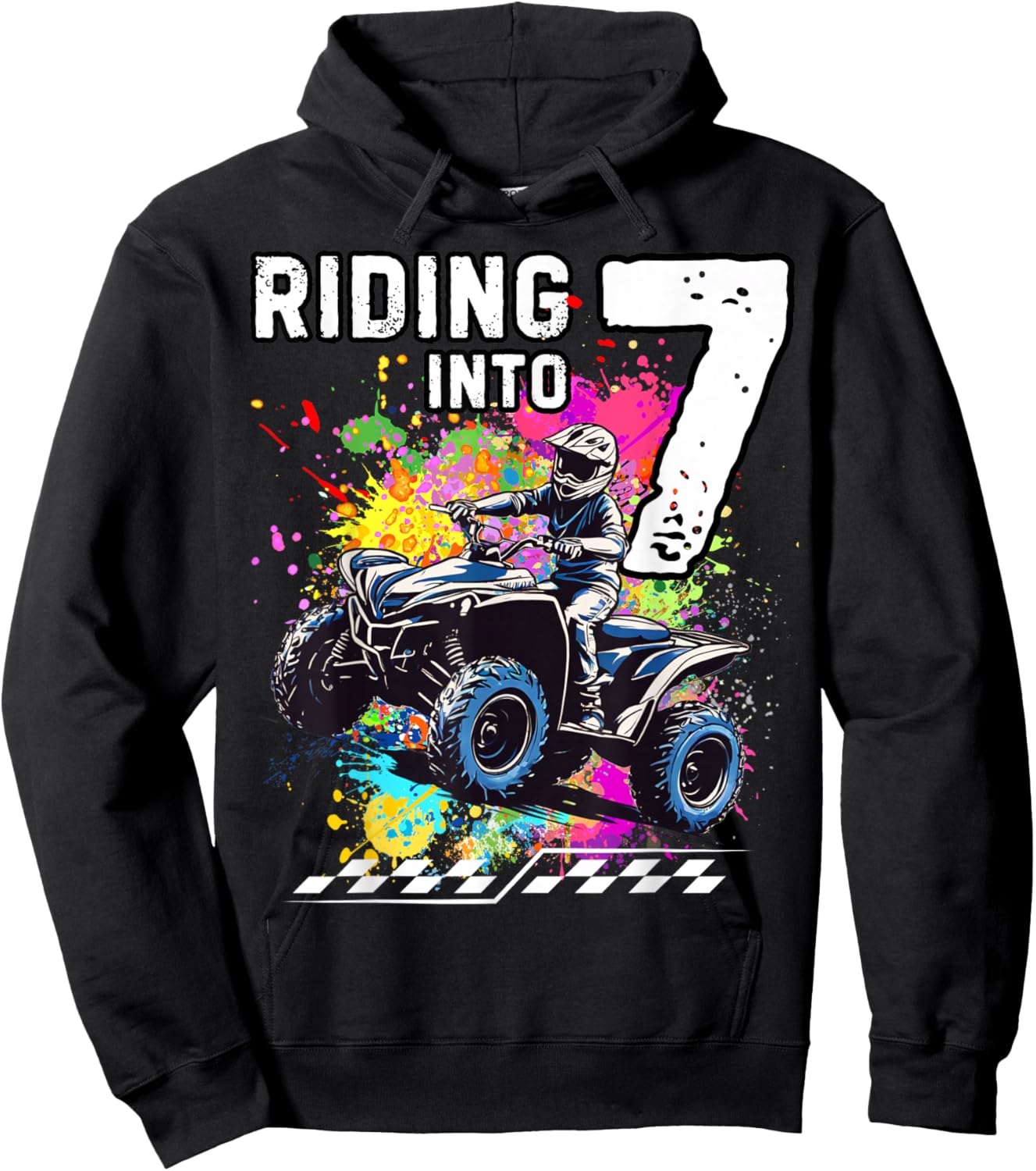 Riding Into 7 Year Old ATV Birthday Hoodie - Hoodie | Black
