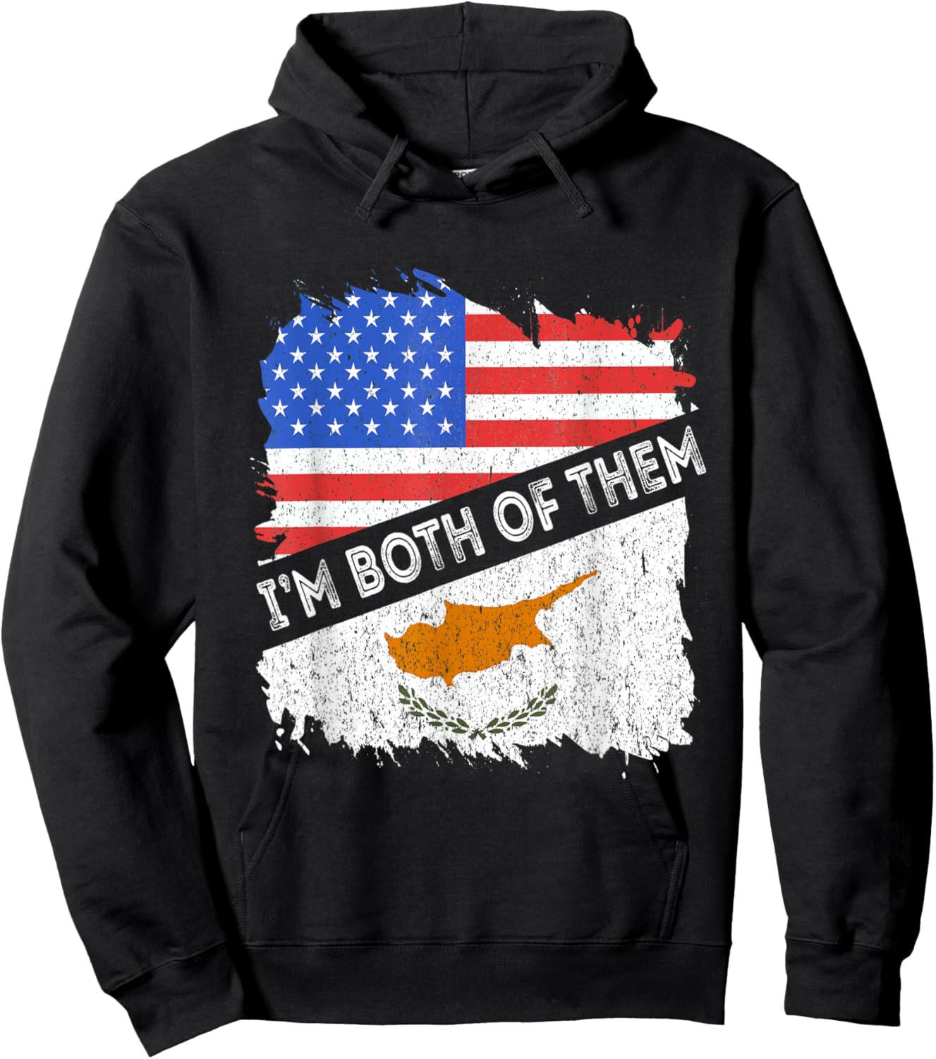 Cyprus Flag I'm Both Of Them America Cypriot Pride USA Hoodie - Hoodie | Black