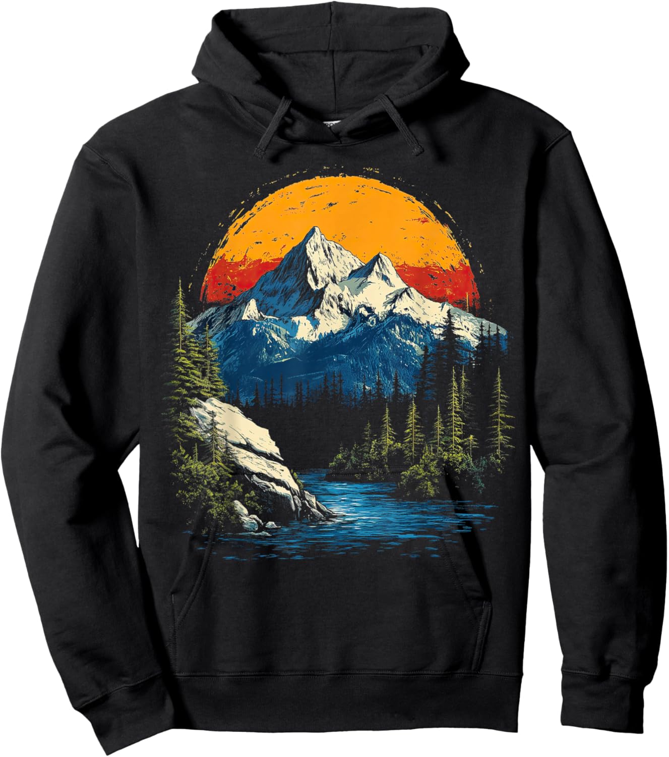 Graphic Men Women Teens Kids Nature Mountain Vintage Hoodie - Hoodie | Black