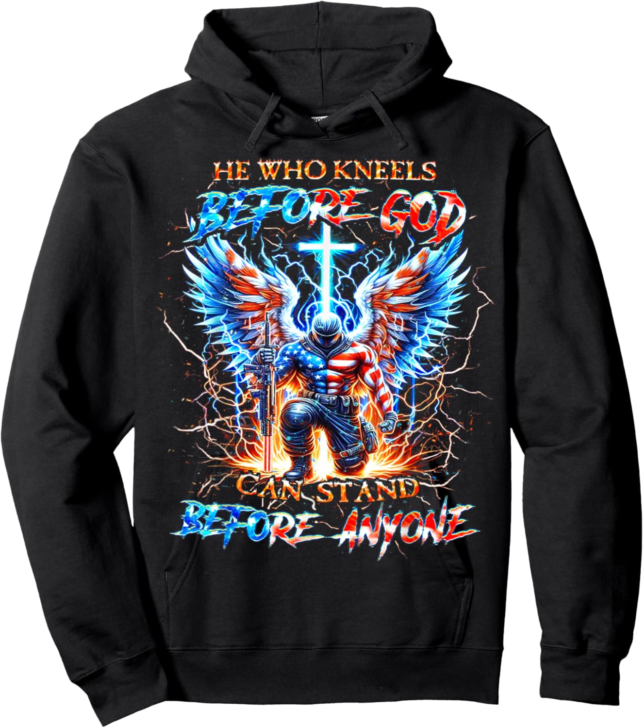 He Who Kneels Before God Can Stand Before Anyone - Soldier Hoodie - Hoodie | Black