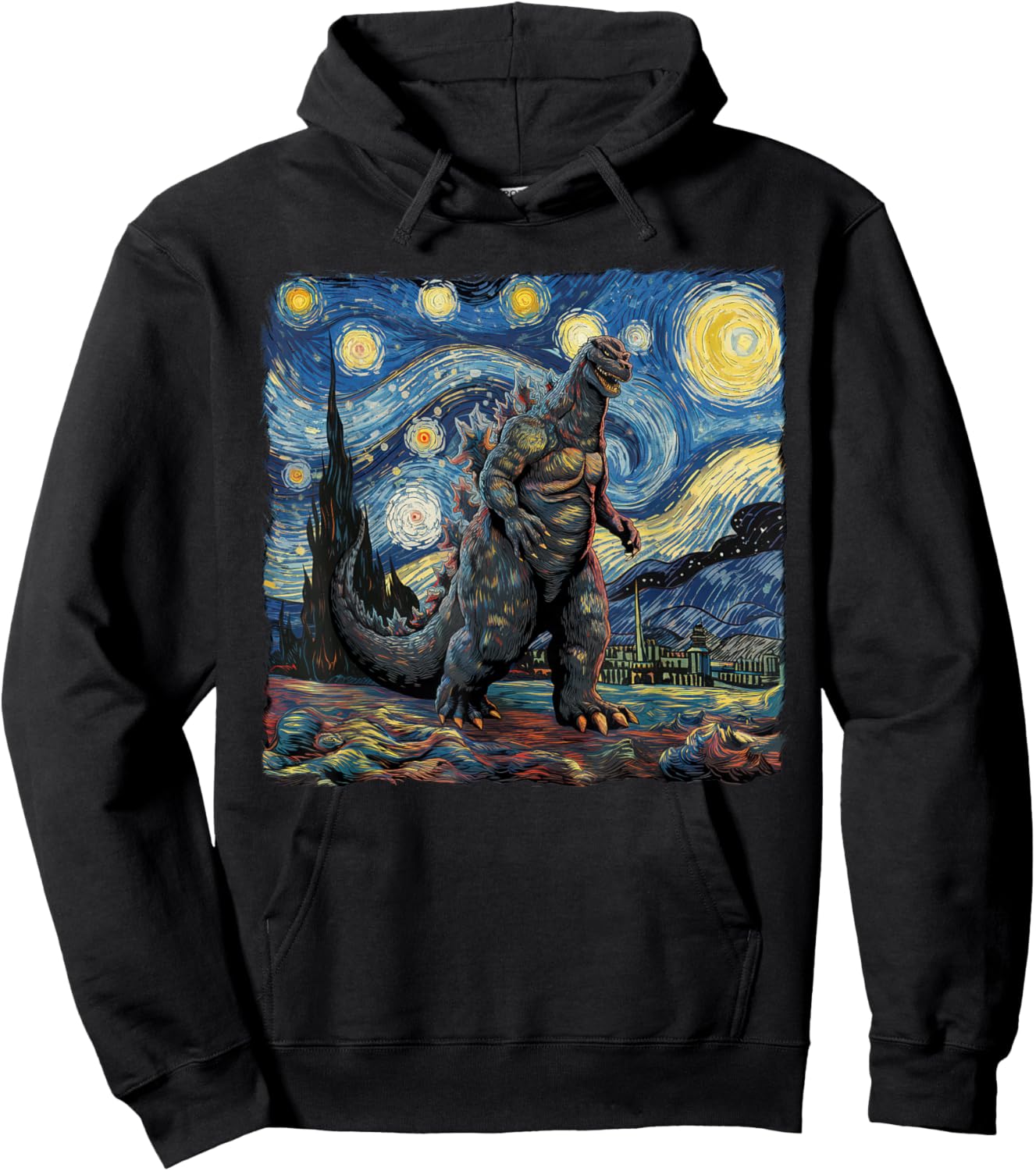 Kaiju Japanese Monster Van Gogh Starry Night Hoodie - Hoodie | Black