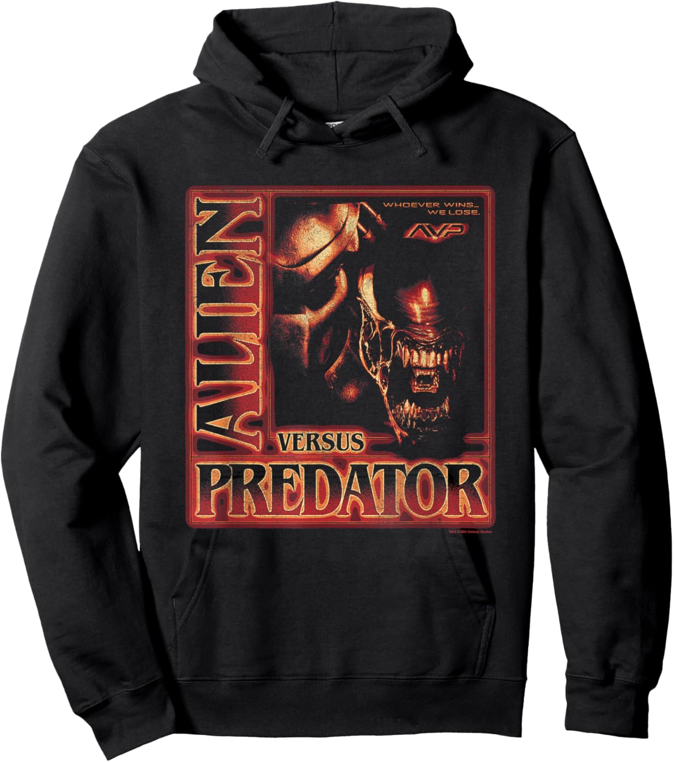 Alien Vs Predator Whoever Wins We Lose Vintage Chest Poster Hoodie - Hoodie | Black