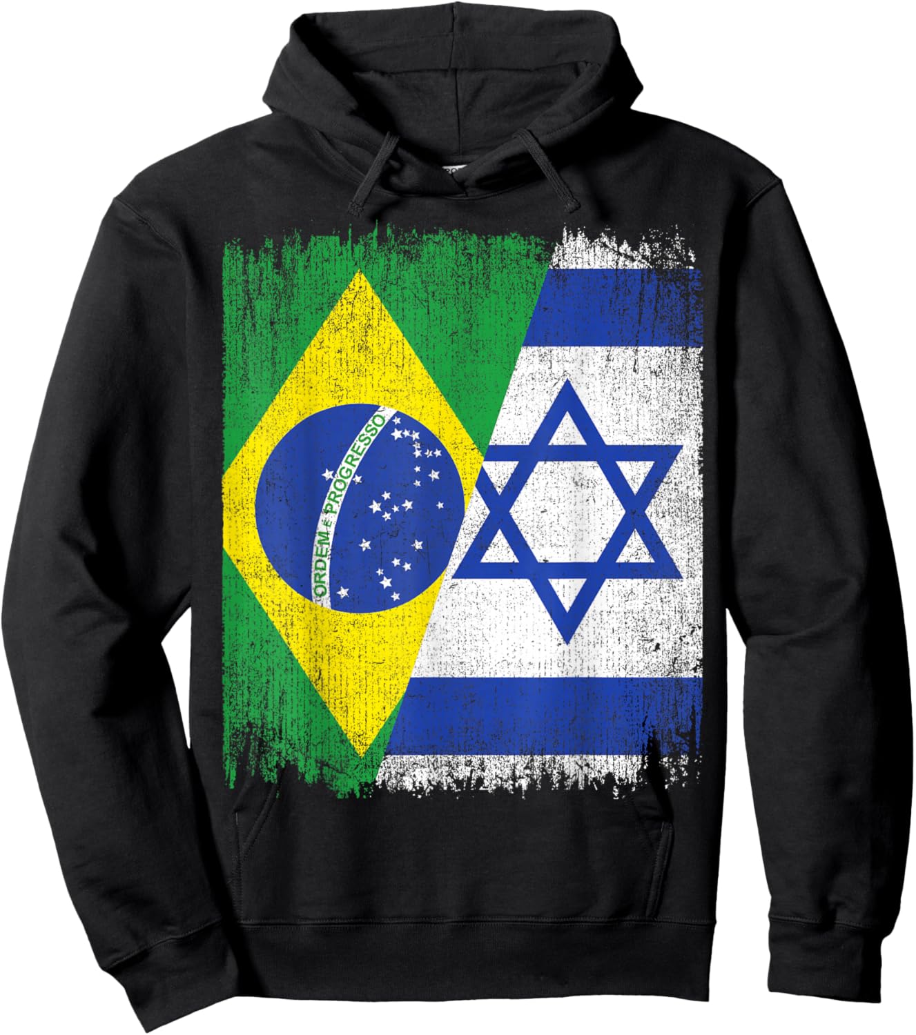Half Brazil Israel Split Flag Brazilian Israelis Roots Hoodie - Hoodie | Black