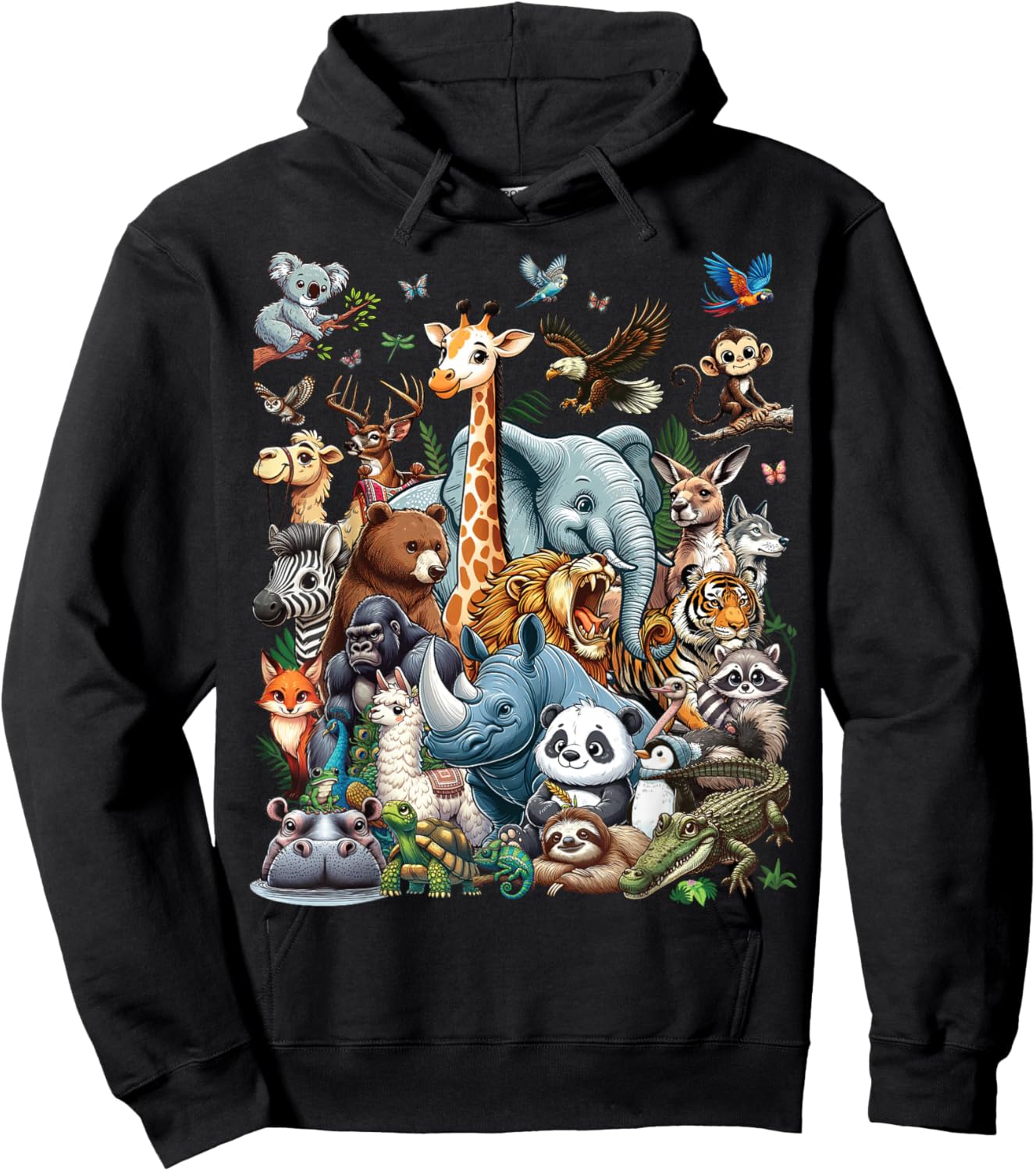 Zoo Animals Wildlife Safari Jungle Zoo Birthday Party Hoodie - Hoodie | Black