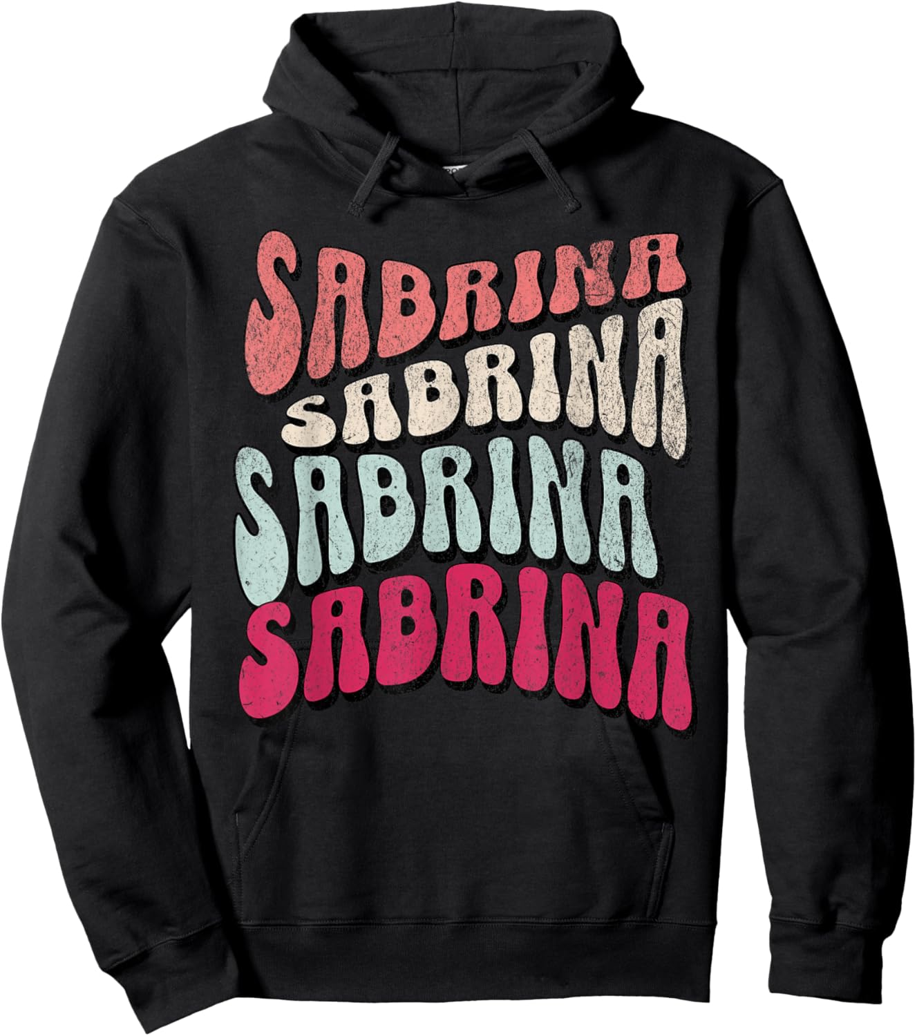 Girl Retro Sabrina First Name Groovy Beach T Hoodie - Hoodie | Black