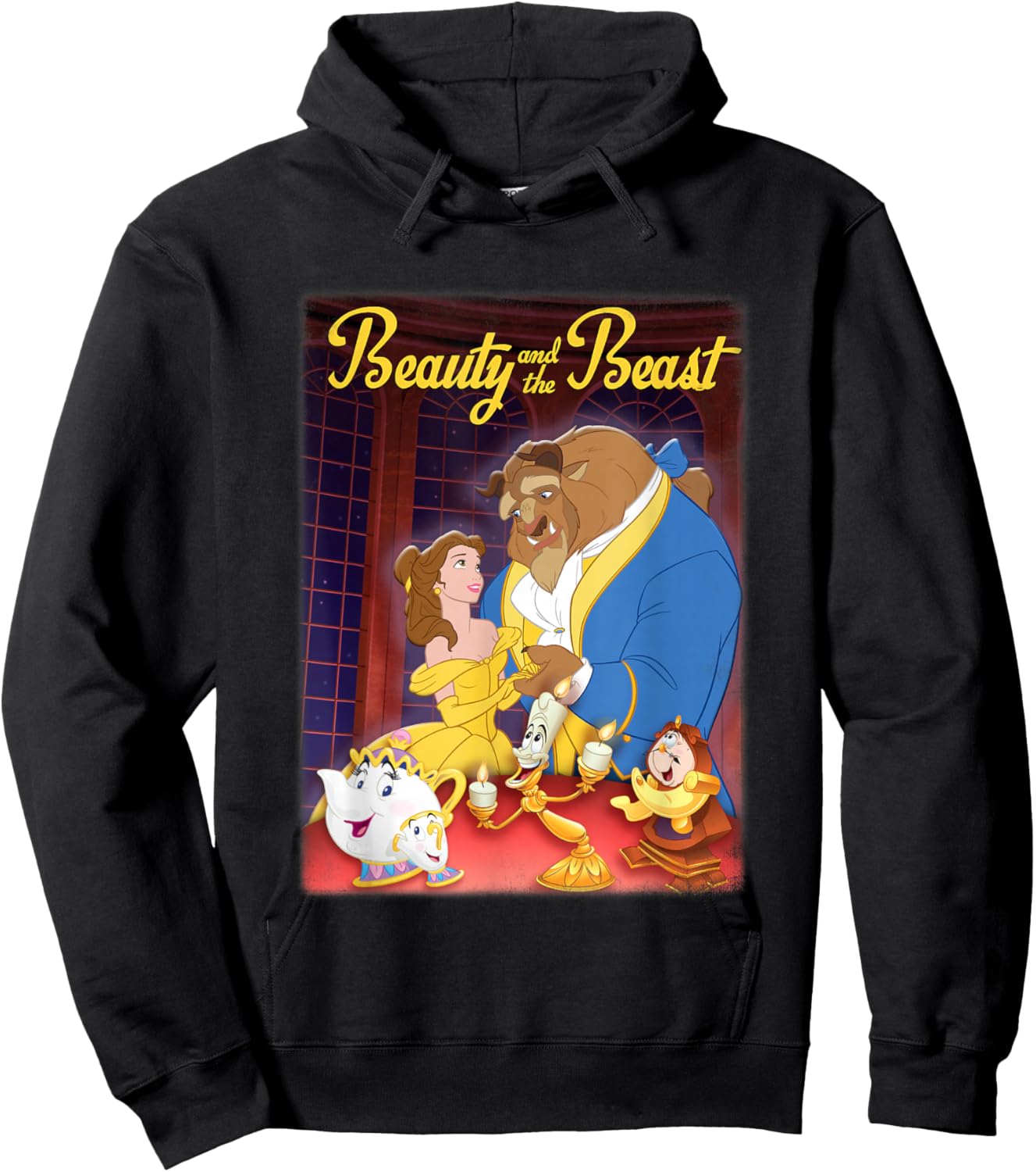 Disney Beauty and The Beast Distressed Movie Poster Hoodie - Hoodie | Black