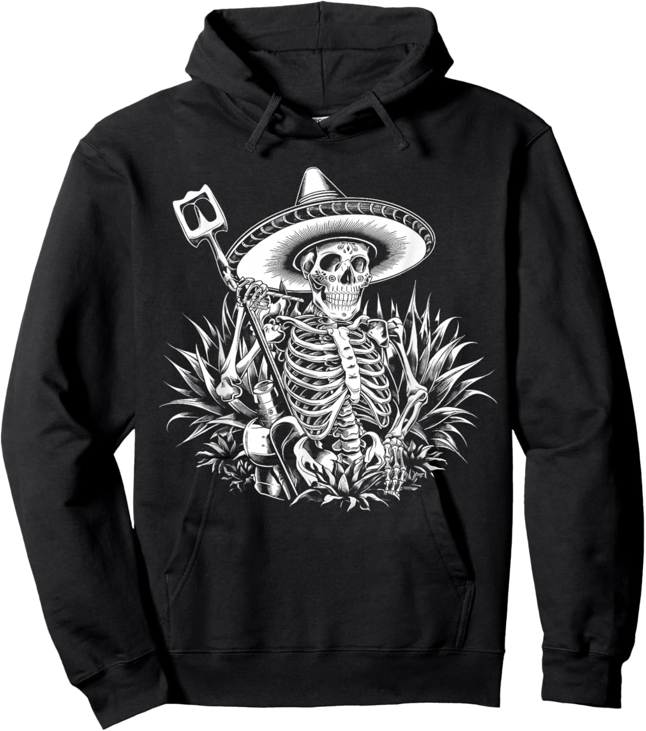 Mexico Vintage Skeleton Tequila Dia De Los Muertos Mexican Hoodie - Hoodie | Black