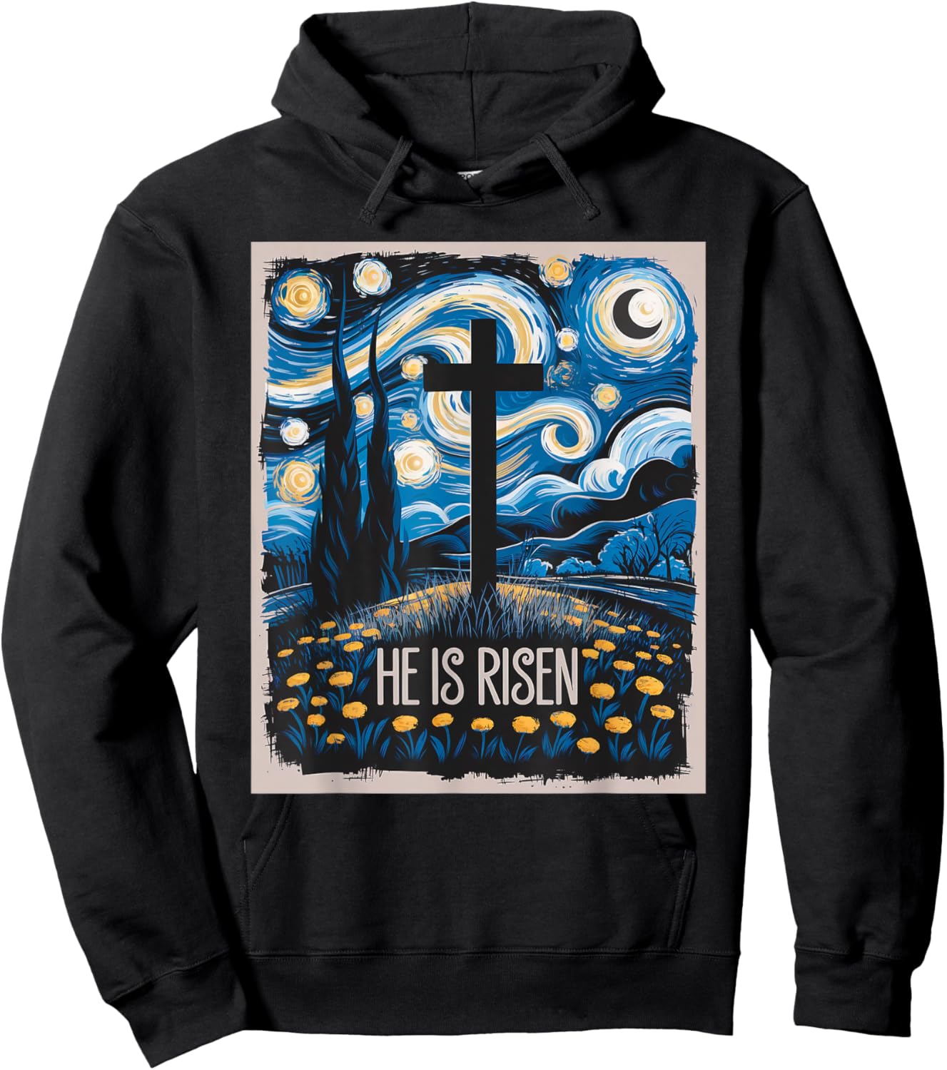 Starry Night Jesus Art Spiritual Christian Faith Easter Hoodie - Hoodie | Black