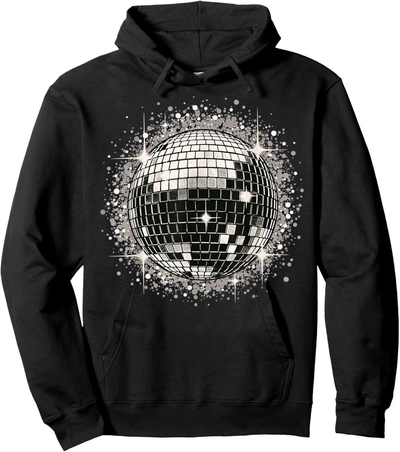 Black and White Disco Ball Retro Party Hoodie - Hoodie | Black