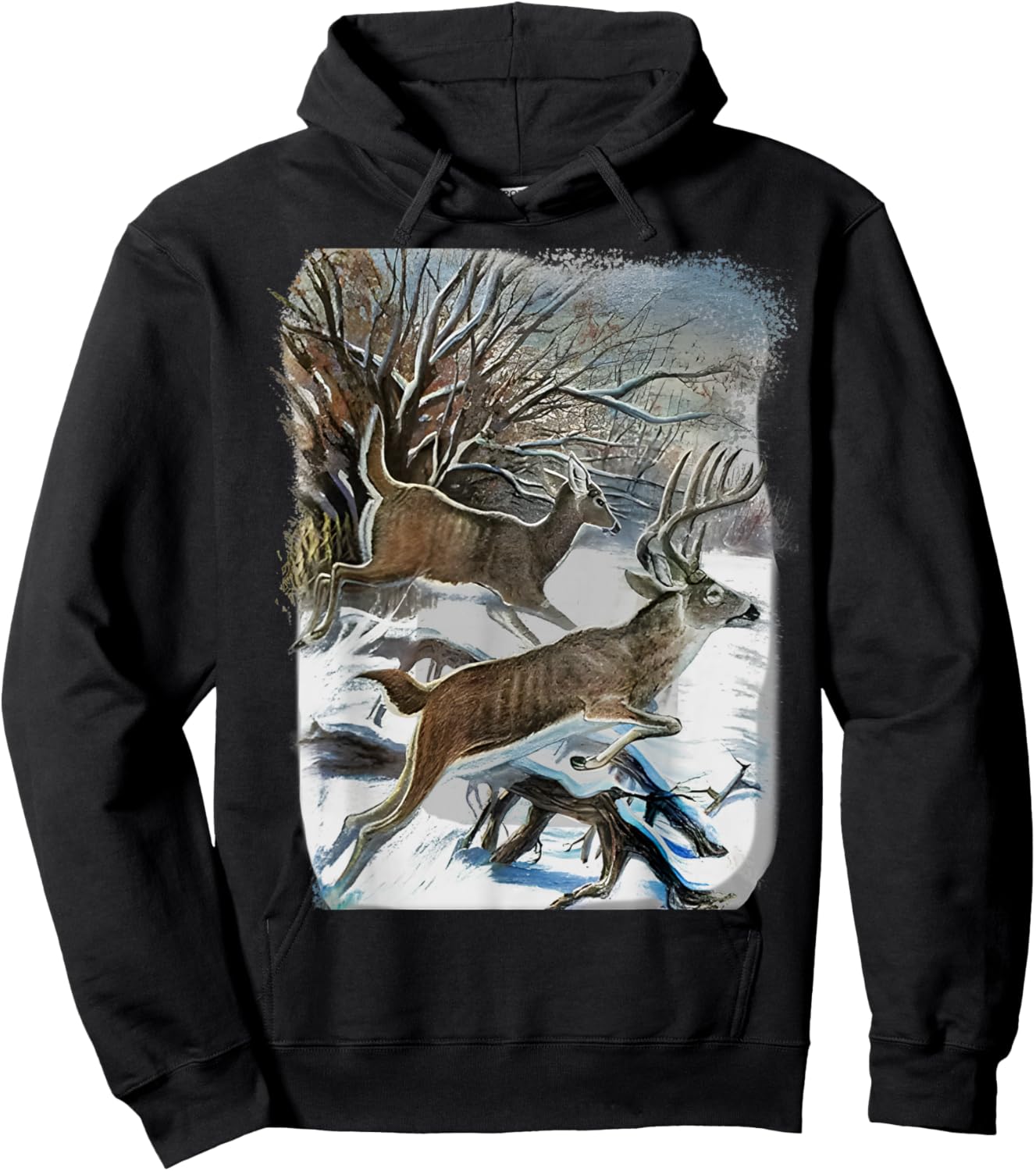 Vintage 90s Whitetail Deer Hoodie - Hoodie | Black