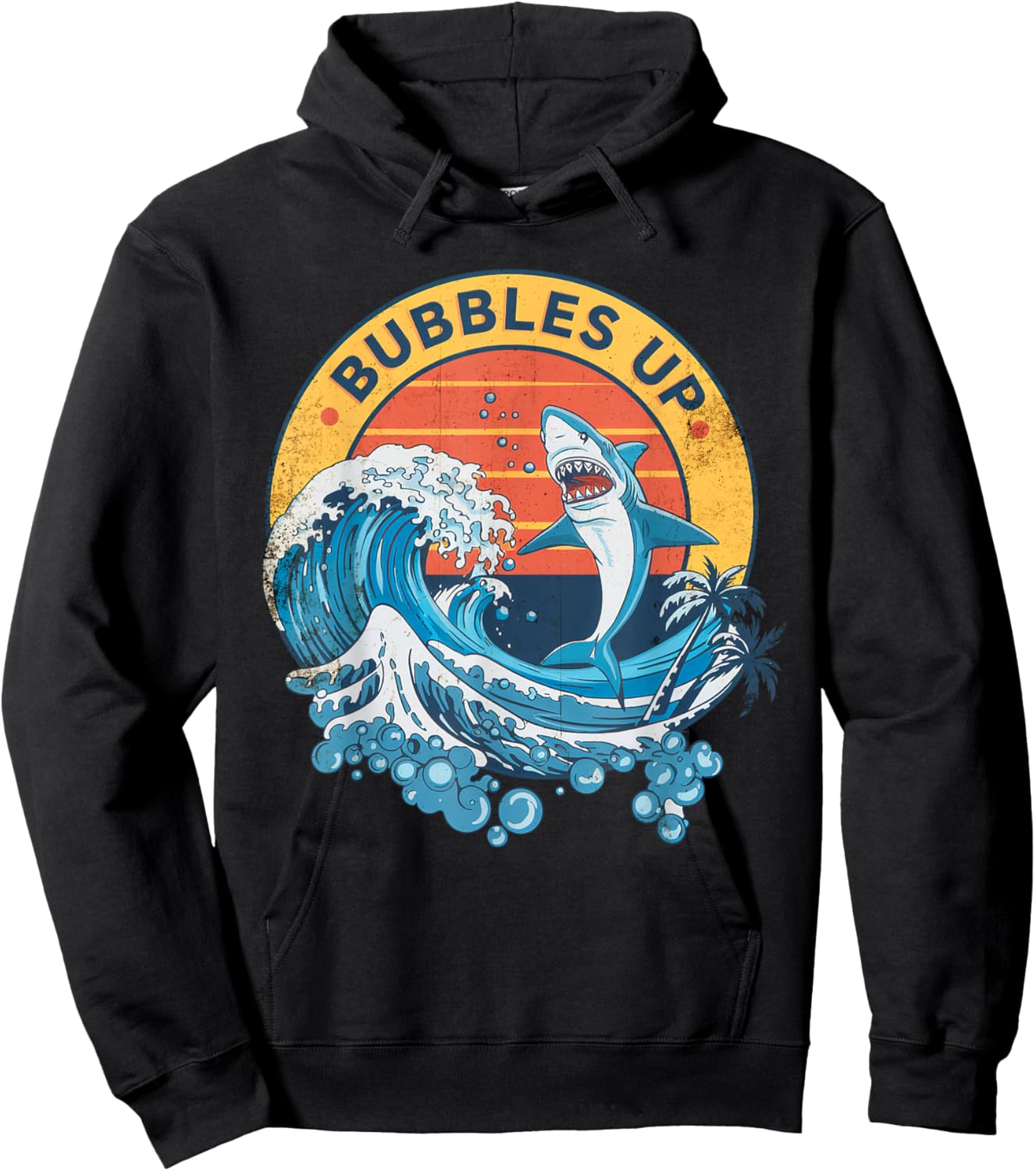 Bubbles Up Vintage Retro Shark Lover Women Hoodie - Hoodie | Black