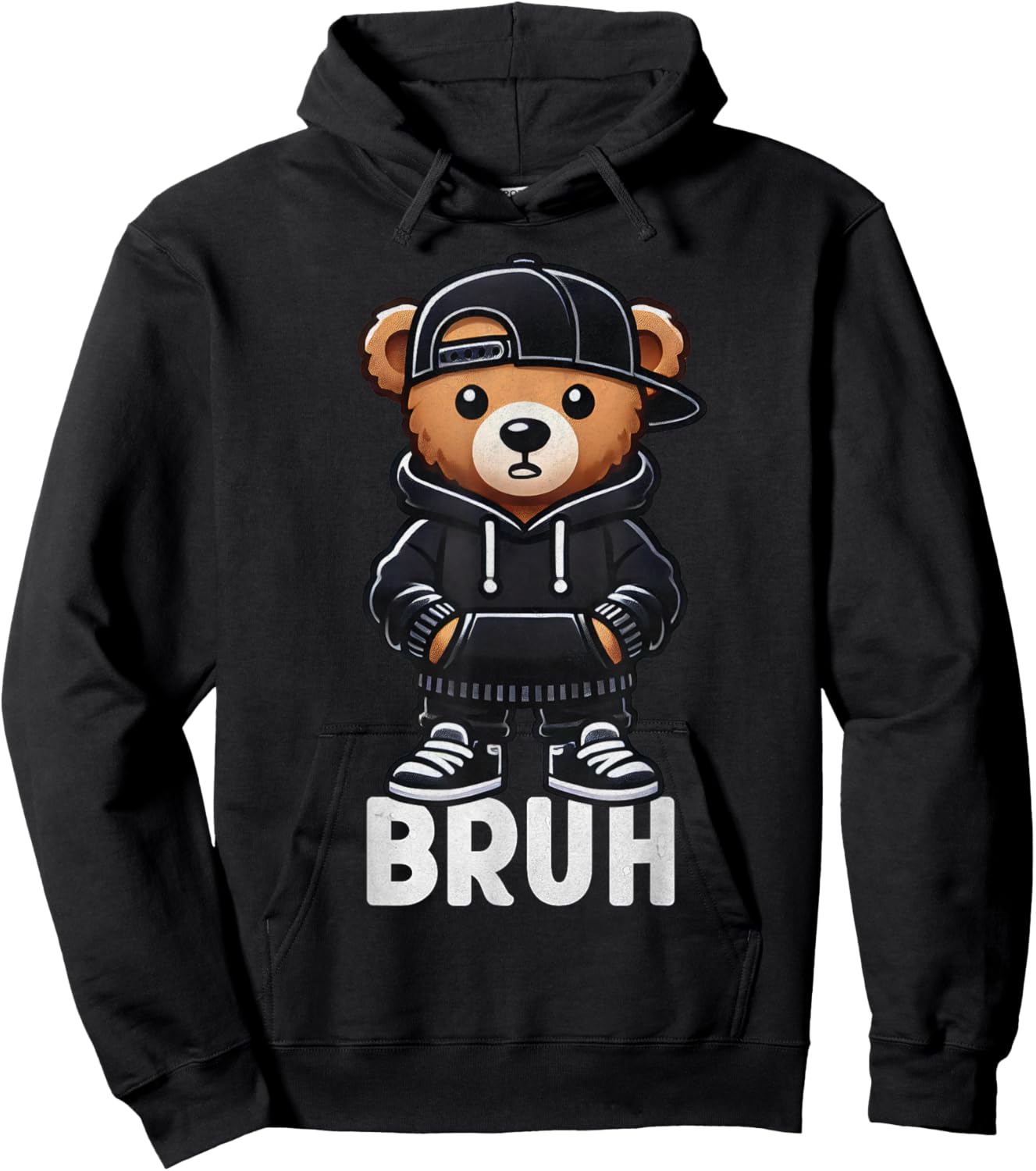 Funny Bruh Meme Hip Hop Teddy Bear Teenager Boys Teen Saying Hoodie - Hoodie | Black
