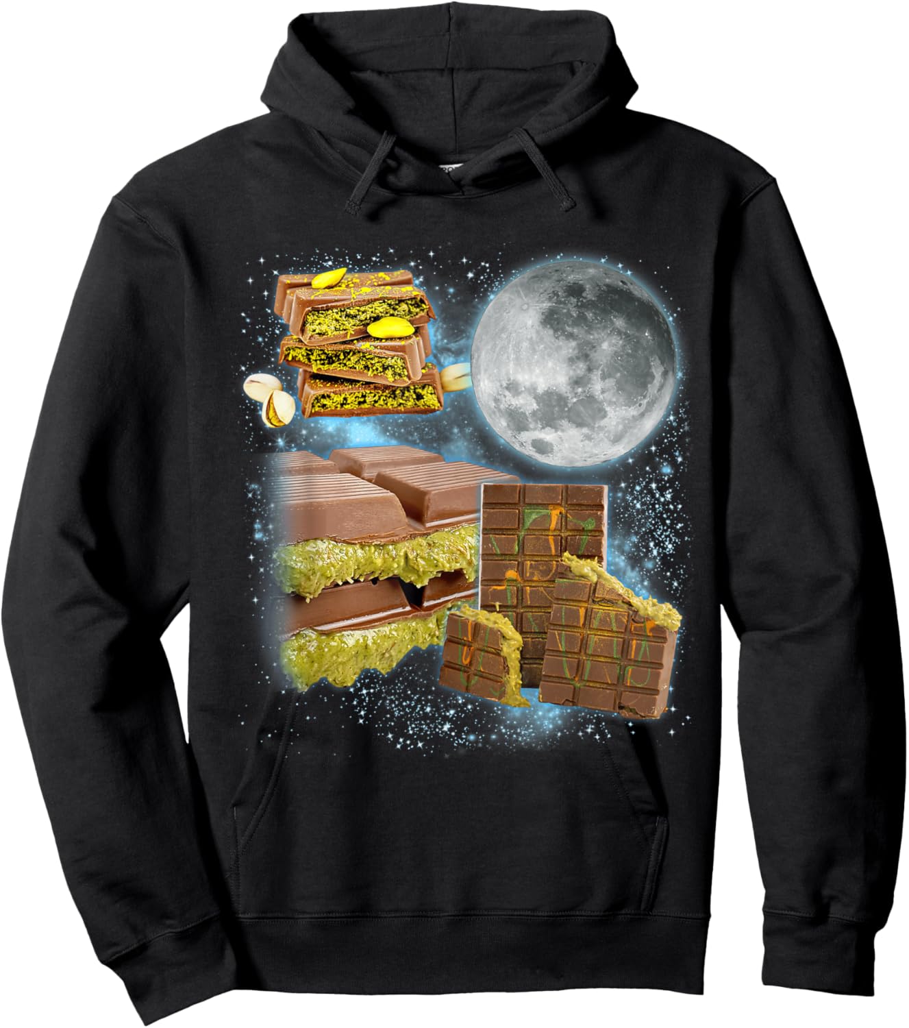 Dubai Chocolate Lover Galaxy Moon Foodie Food Dessert Hoodie - Hoodie | Black