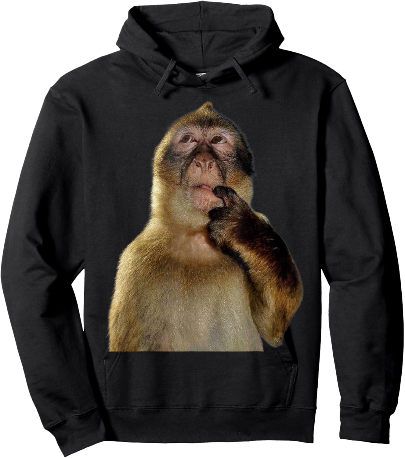 Funny Meme Thinking Monkey Brainrot Internet Meme Hoodie - Hoodie | Black