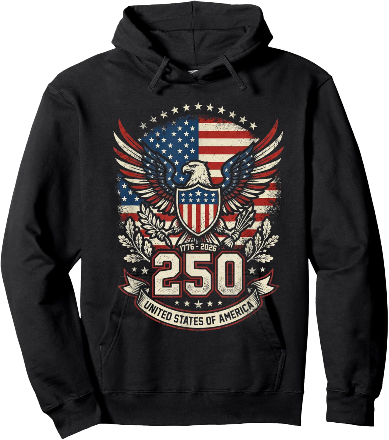 Patriotic 250 Years USA 250 Anniversary American 4th of July Hoodie - Hoodie | Black