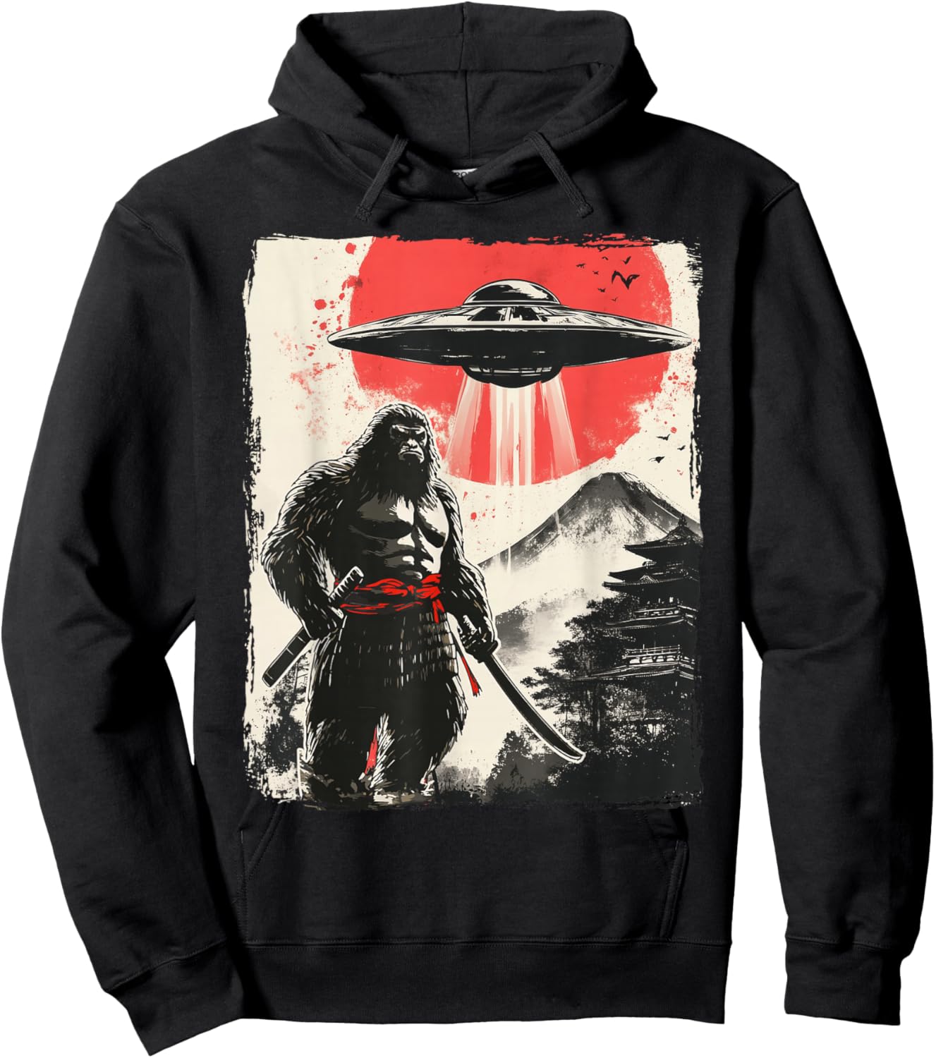 Bigfoot Samurai UFO Japan Hoodie - Hoodie | Black