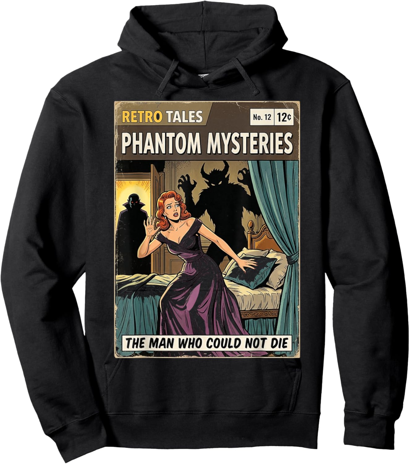 Phantom Mysteries Vintage Horror Comic Book Cover Hoodie - Hoodie | Black