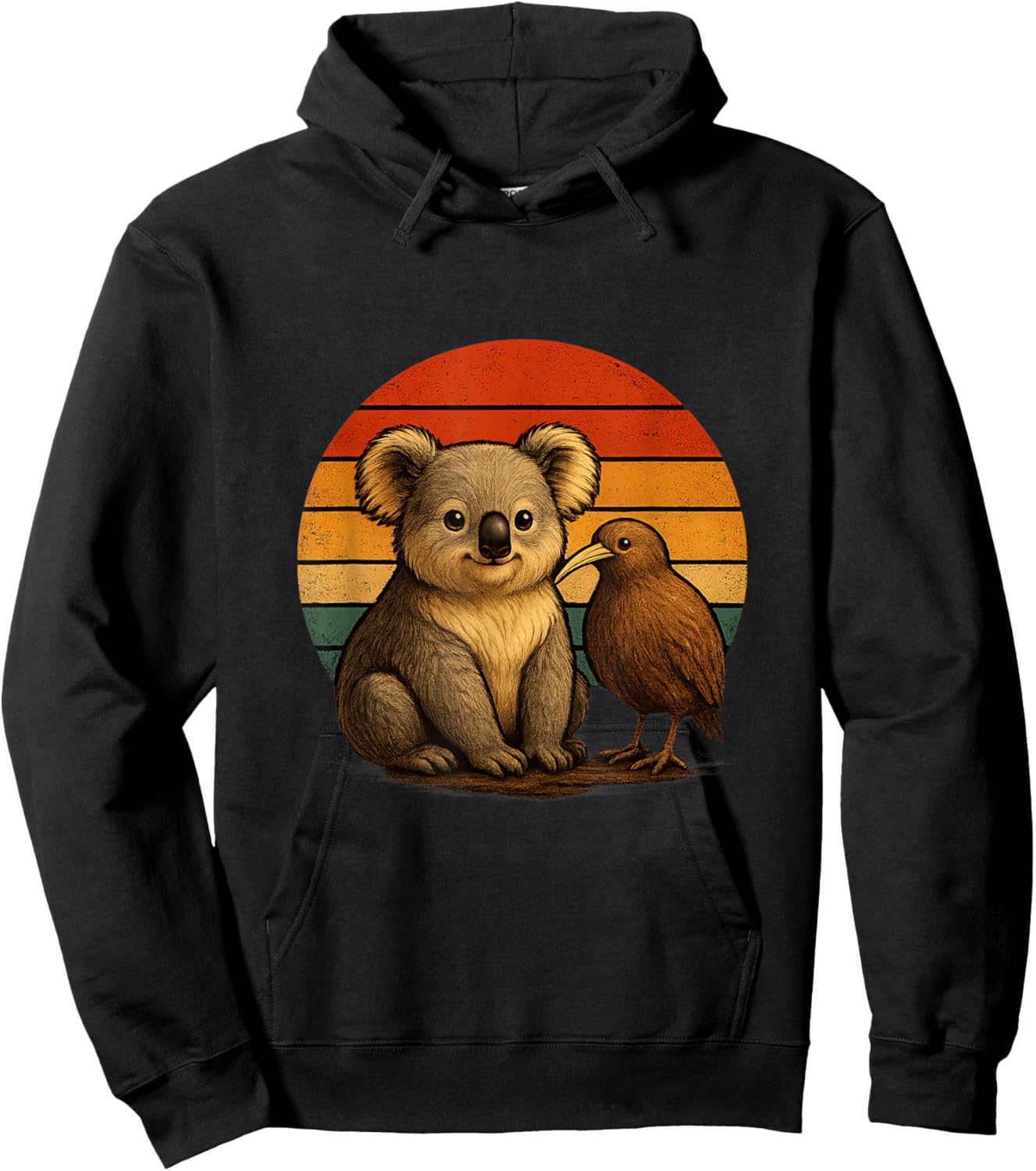 Amis des Animaux rétro Koala Kiwi Hoodie - Hoodie | Black