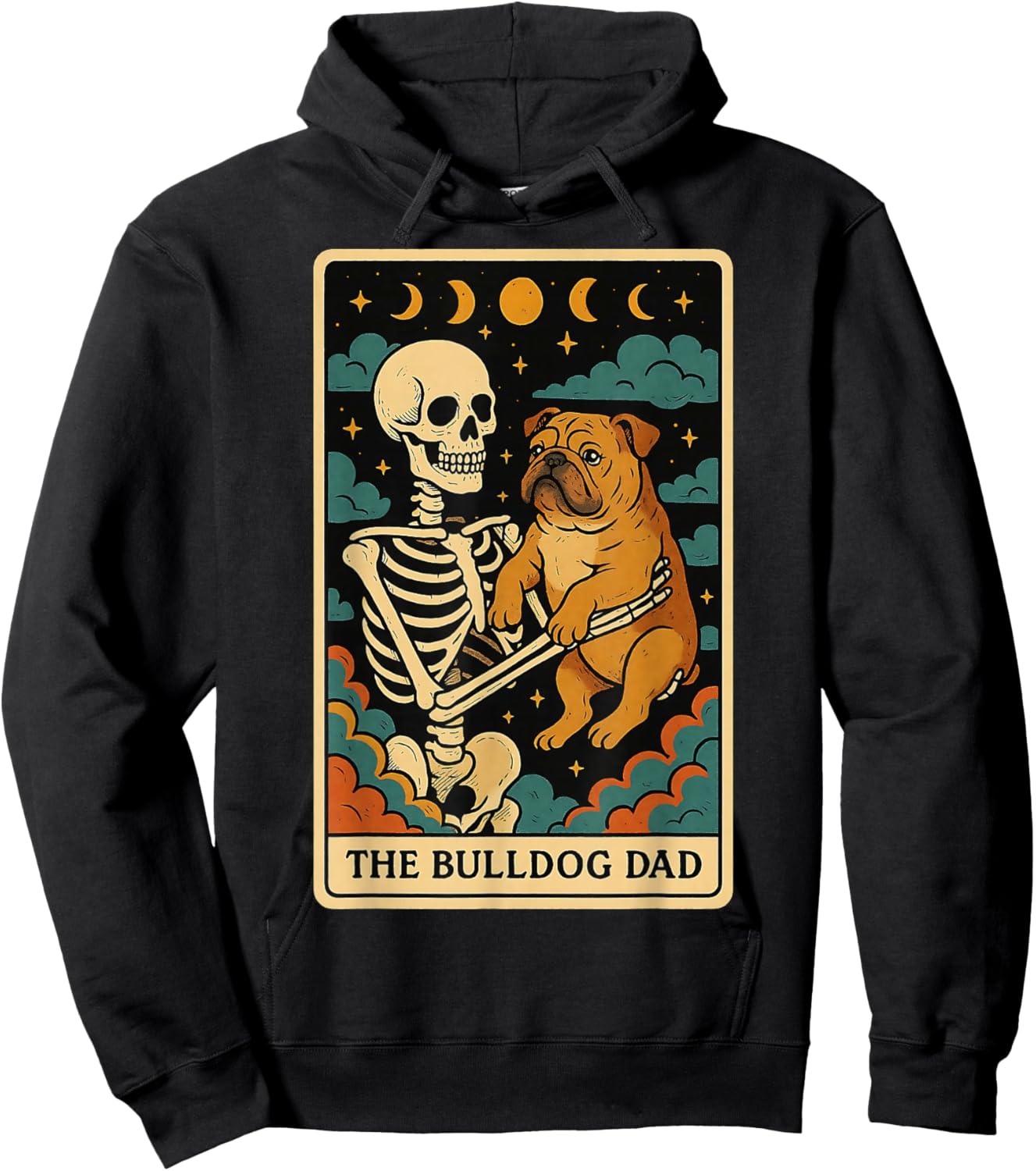 The Bulldog Dad Dog Dad Skeleton Tarot Card for Father's Day Hoodie - Hoodie | Black