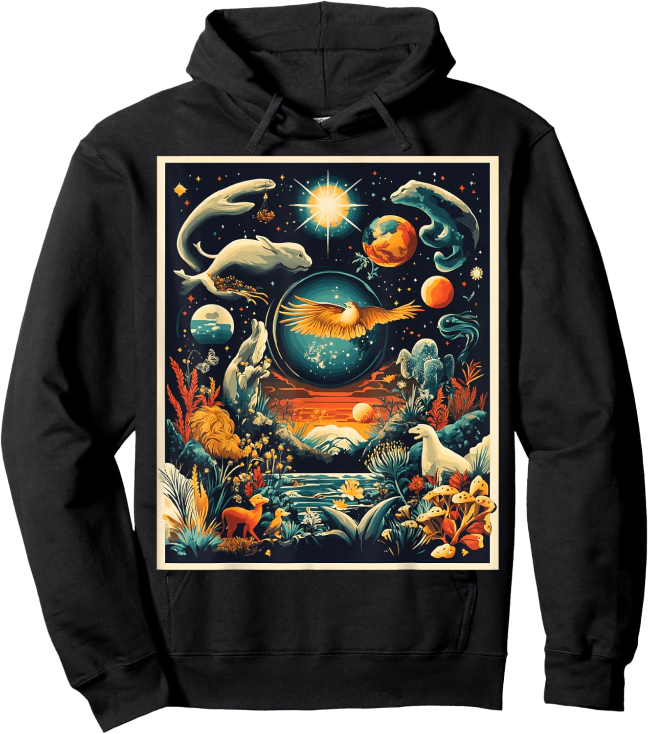 Whimsical Fantasy Nature Scene Art Hoodie - Hoodie | Black