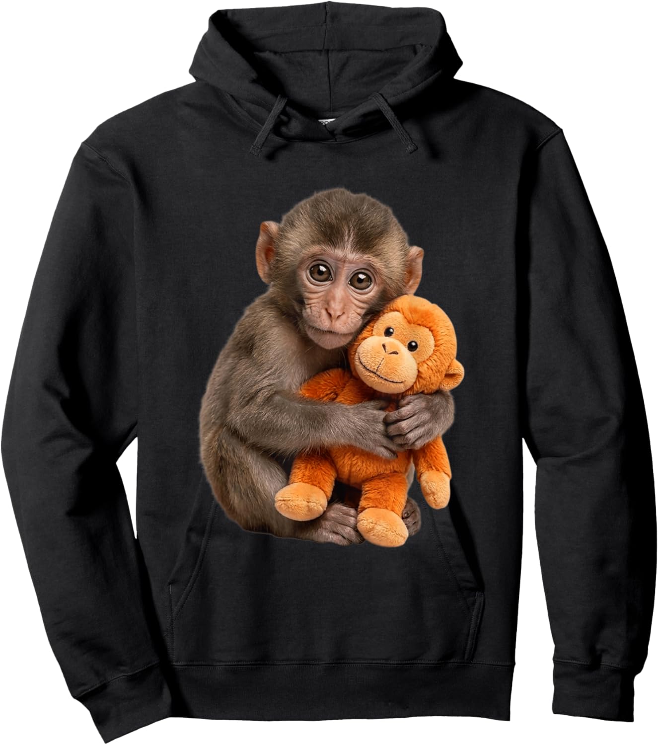 Adorable Cute Baby Monkey Punch Men Women Kids Hoodie - Hoodie | Black