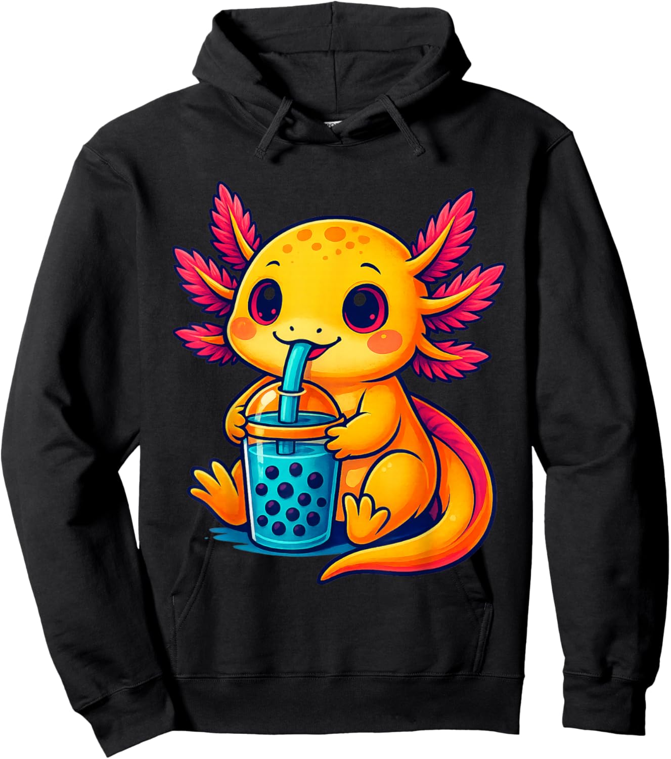 Axolotl Boba Tea Bubble Tea Anime Cute Kawaii Axolotl Hoodie - Hoodie | Black