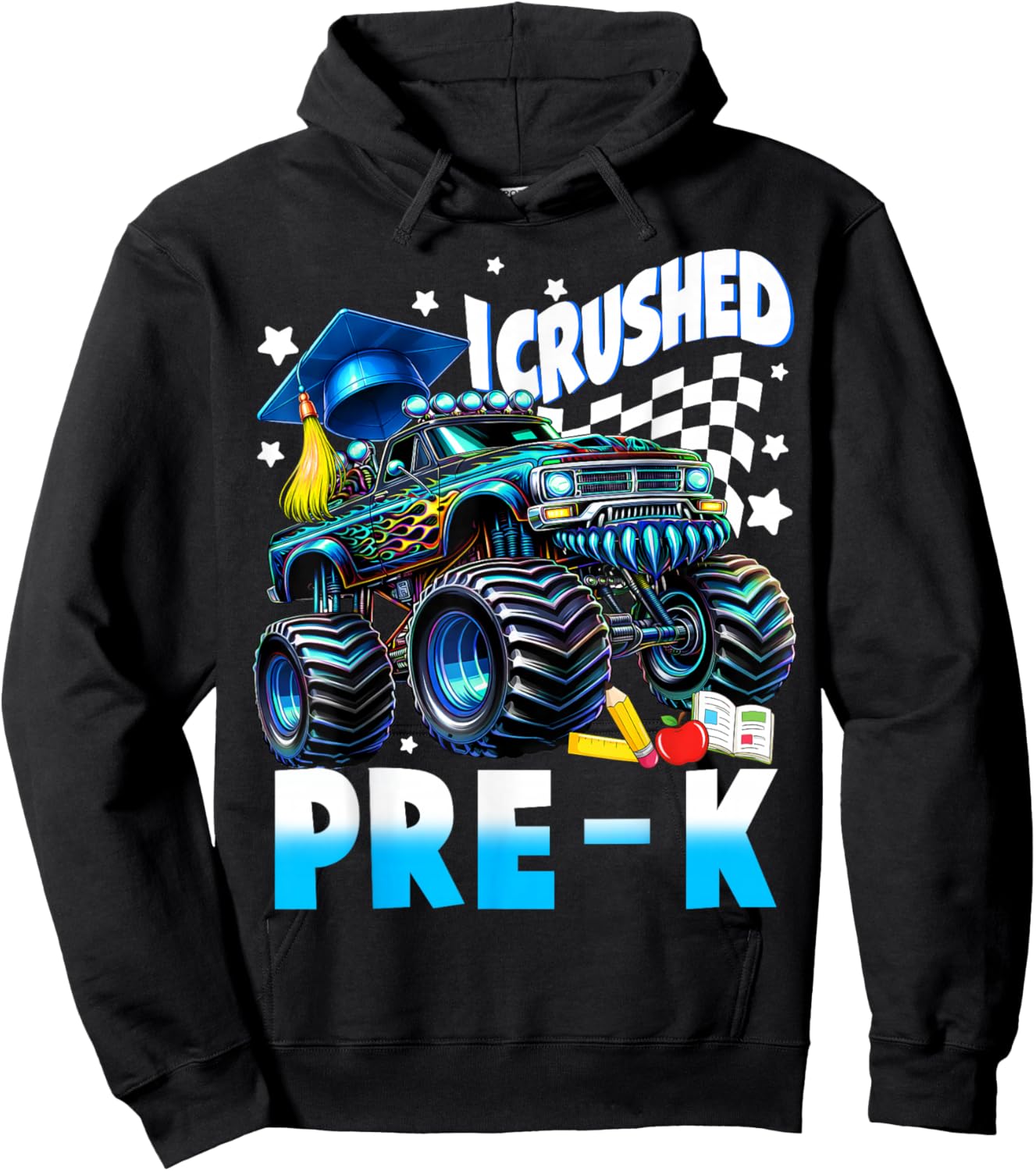 I Crushed Pre-K Monster Truck Graduation Boys Kids Prek Hoodie - Hoodie | Black