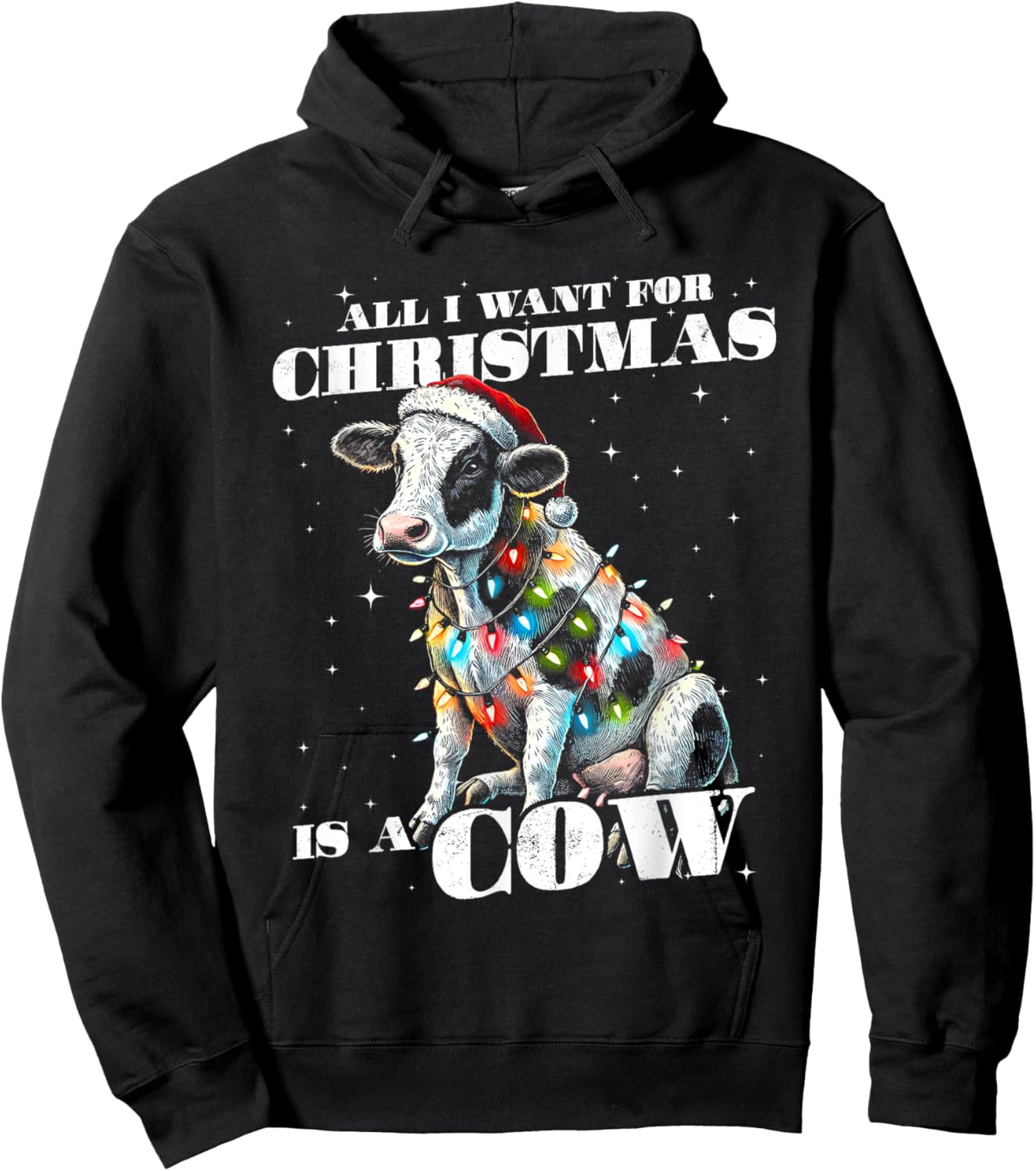 Funny All I want for Christmas is a Cow Farmer Small Holding Hoodie - Hoodie | Black