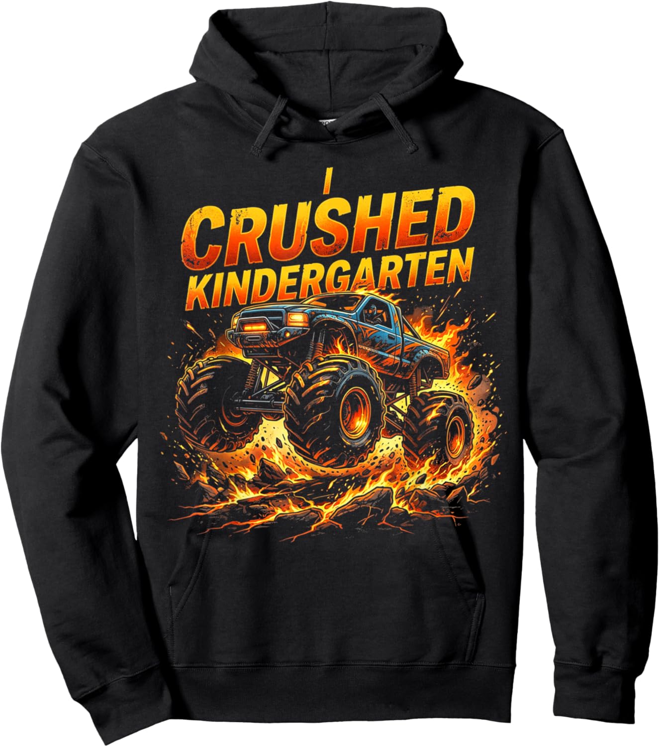 I Crushed Kindergarten Monster Truck Graduation Boys Hoodie - Hoodie | Black