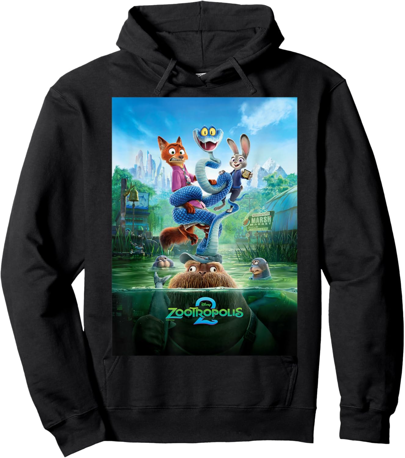 Disney Zootropolis 2 Nick Judy Gary Russ Marsh Market Poster Hoodie - Hoodie | Black