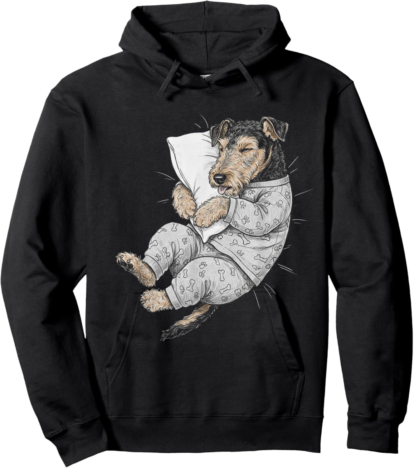 Funny Sleepy Airedale Terrier Pajama Men Women Kids Hoodie - Hoodie | Black