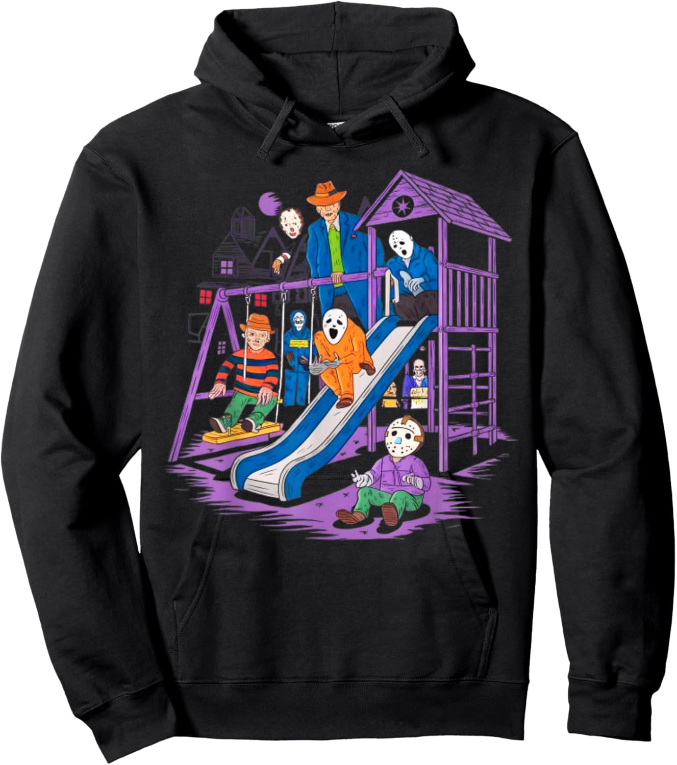 Horror Clubhouse In Park Halloween 2025 Costume Present Hoodie - Hoodie | Black
