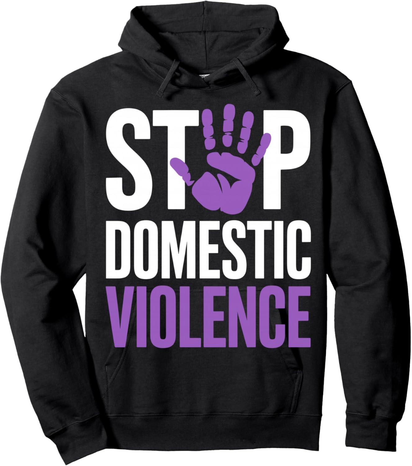 Stop Domestic Violence Awareness Month Purple Ribbon Support Hoodie - Hoodie | Black