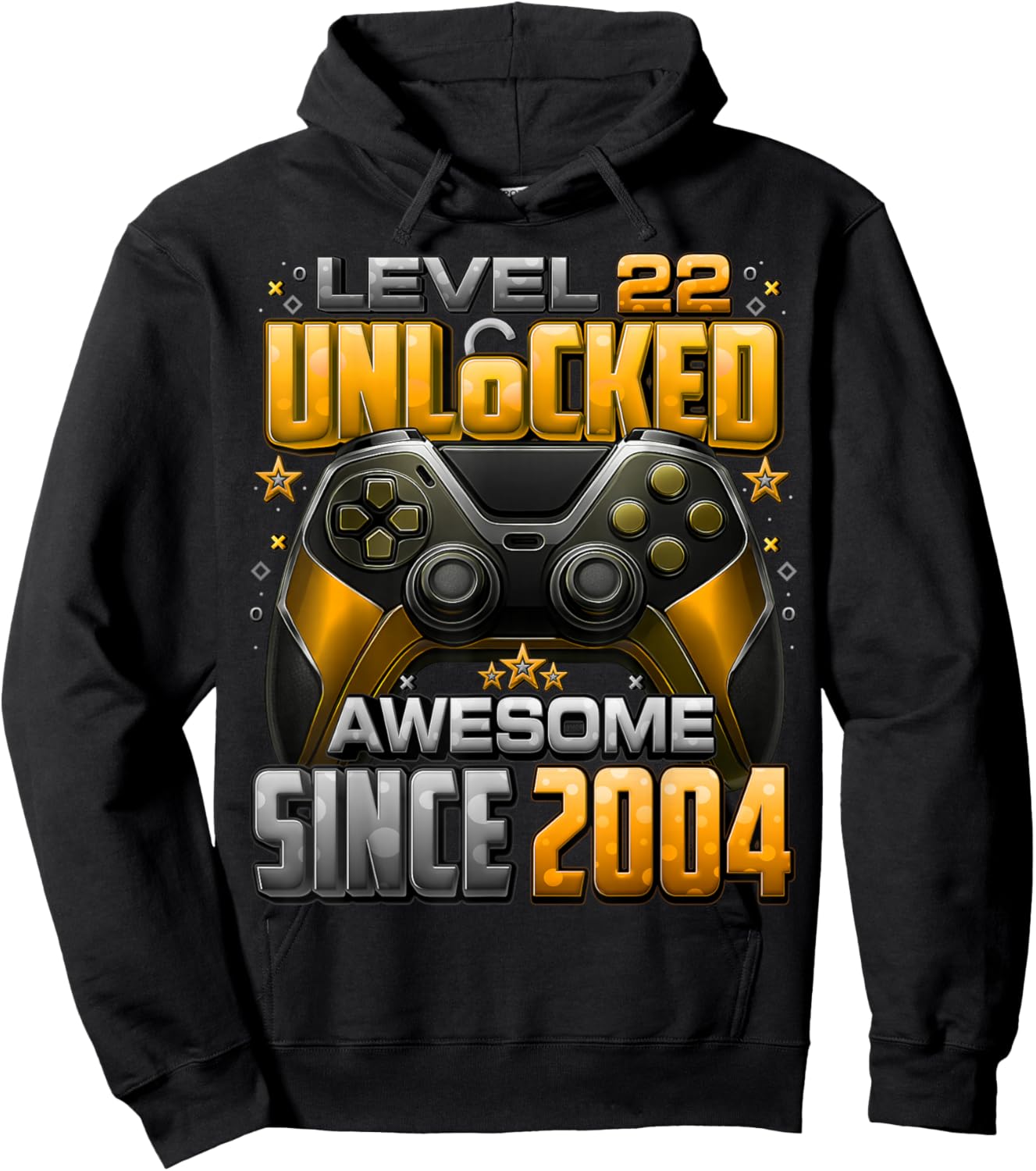 Level 22 Unlocked Awesome Since 2004 22nd Birthday Gaming Hoodie - Hoodie | Black