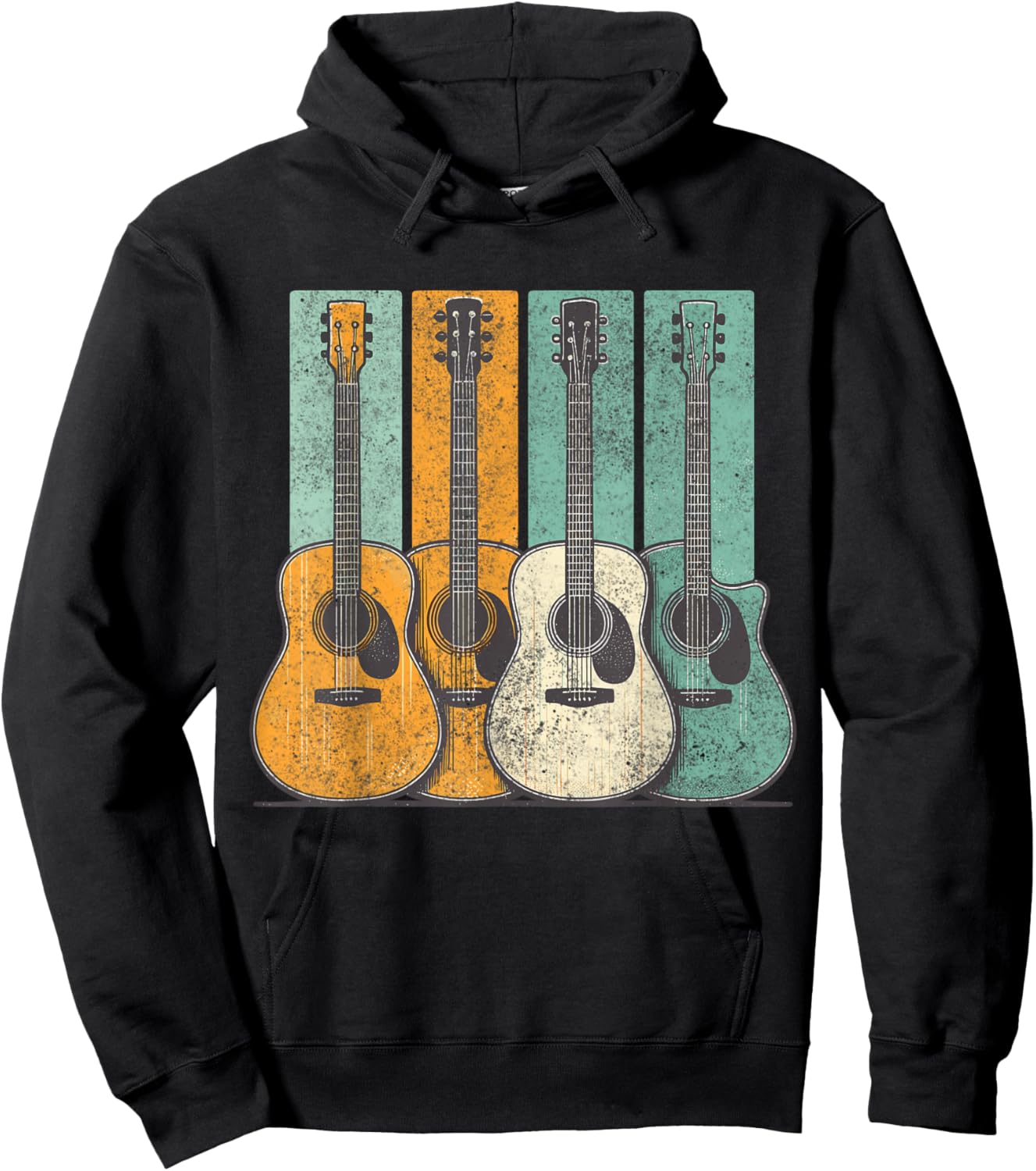 Acoustic Guitar Vintage Guitarist Music Hoodie - Hoodie | Black