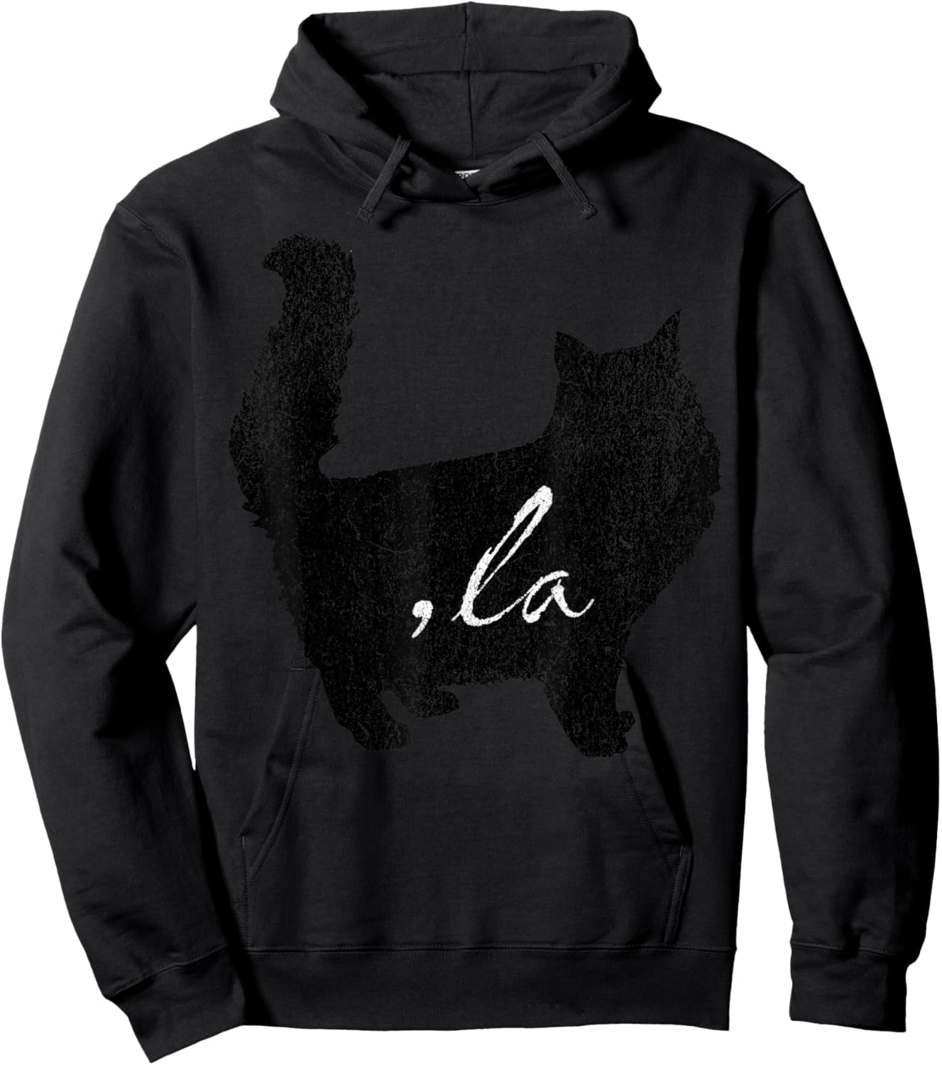 la/ Comma la/Comma la in A Black Cat Silhouette Hoodie - Hoodie | Black
