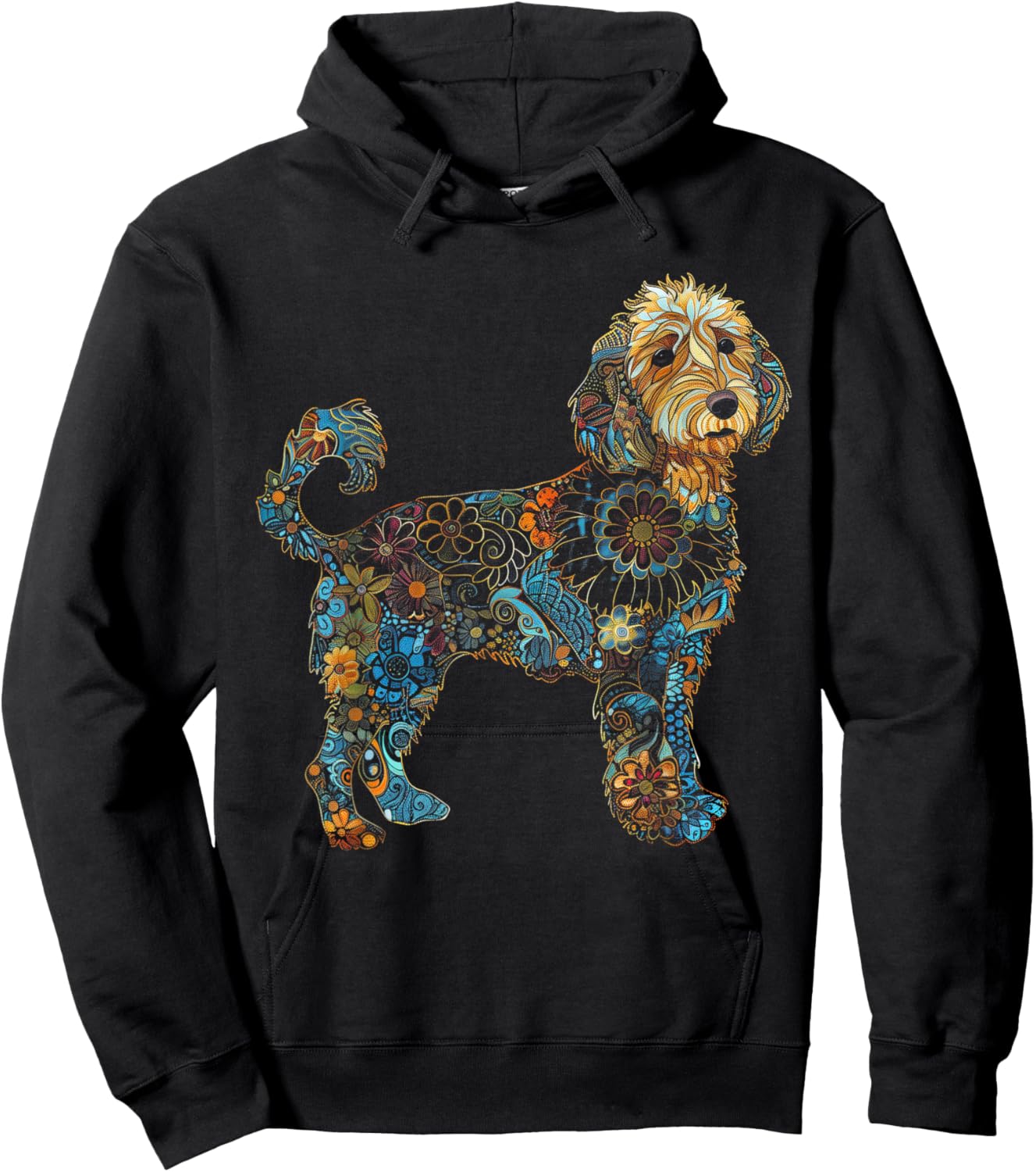 Goldendoodle Dog Vintage Flowers Doodle Mom Hoodie - Hoodie | Black
