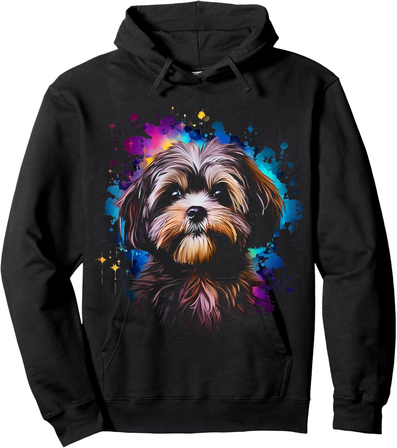 Shih Tzu Graphic Pet Illustration Dog Shih Tzu Hoodie - Hoodie | Black