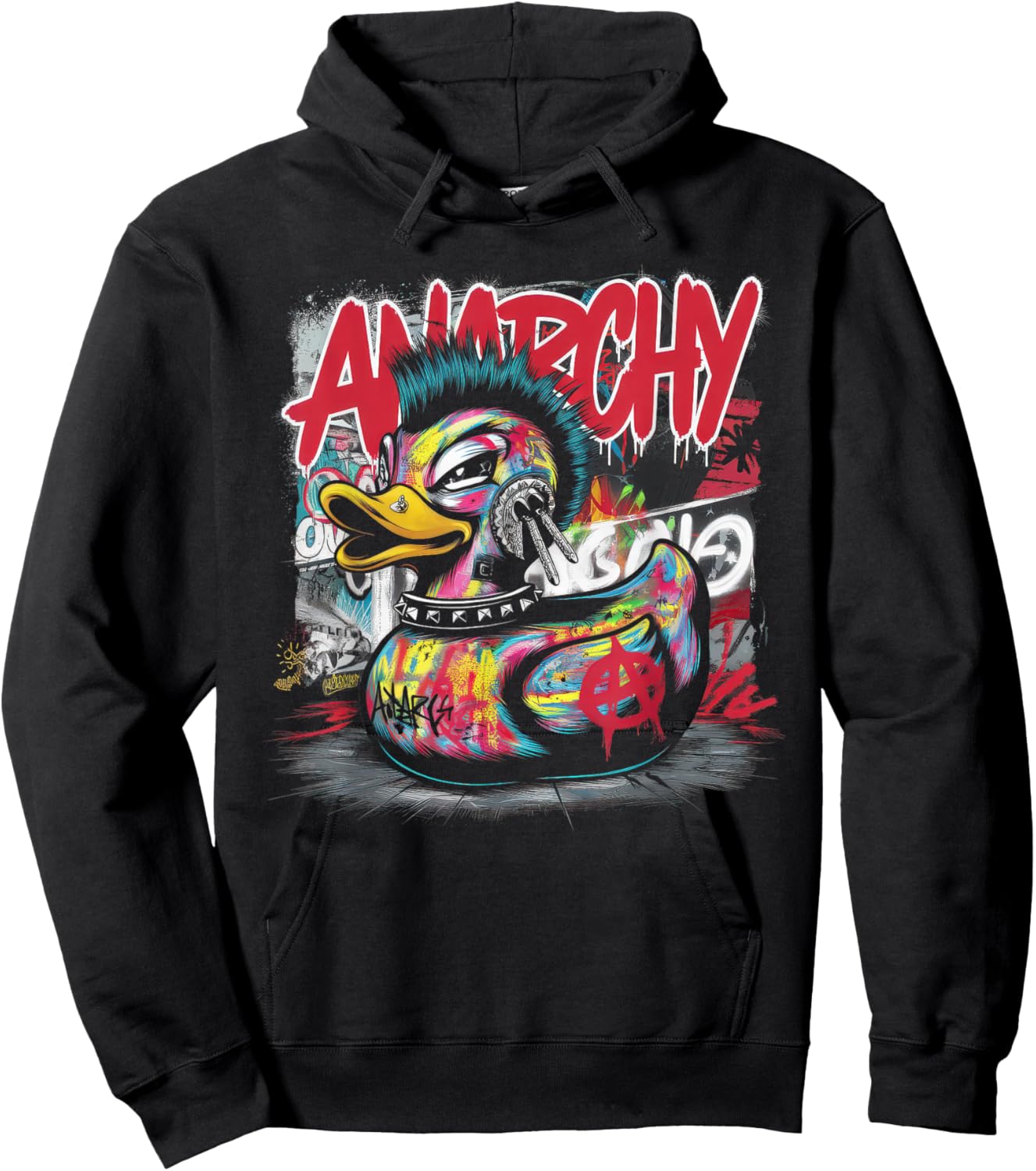 Punk Women Male Duck Rock Rock Duck Anarchy Hoodie - Hoodie | Black