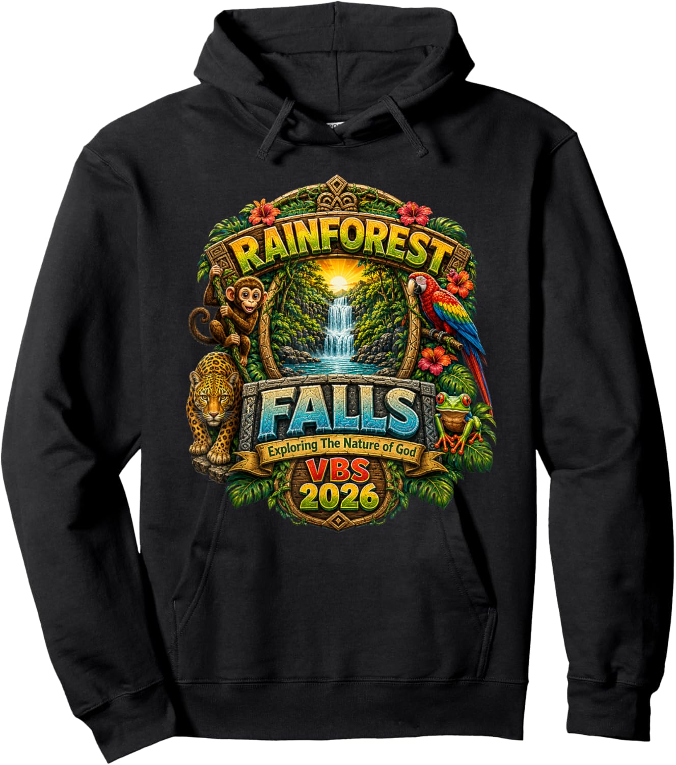 VBS 2026 Rainforest.Falls Exploring The Nature of.God Outfit Hoodie - Hoodie | Black