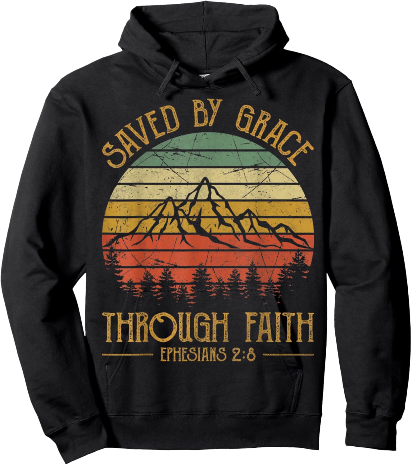 Vintage Christian Saved By Grace Through Faith Hoodie - Hoodie | Black