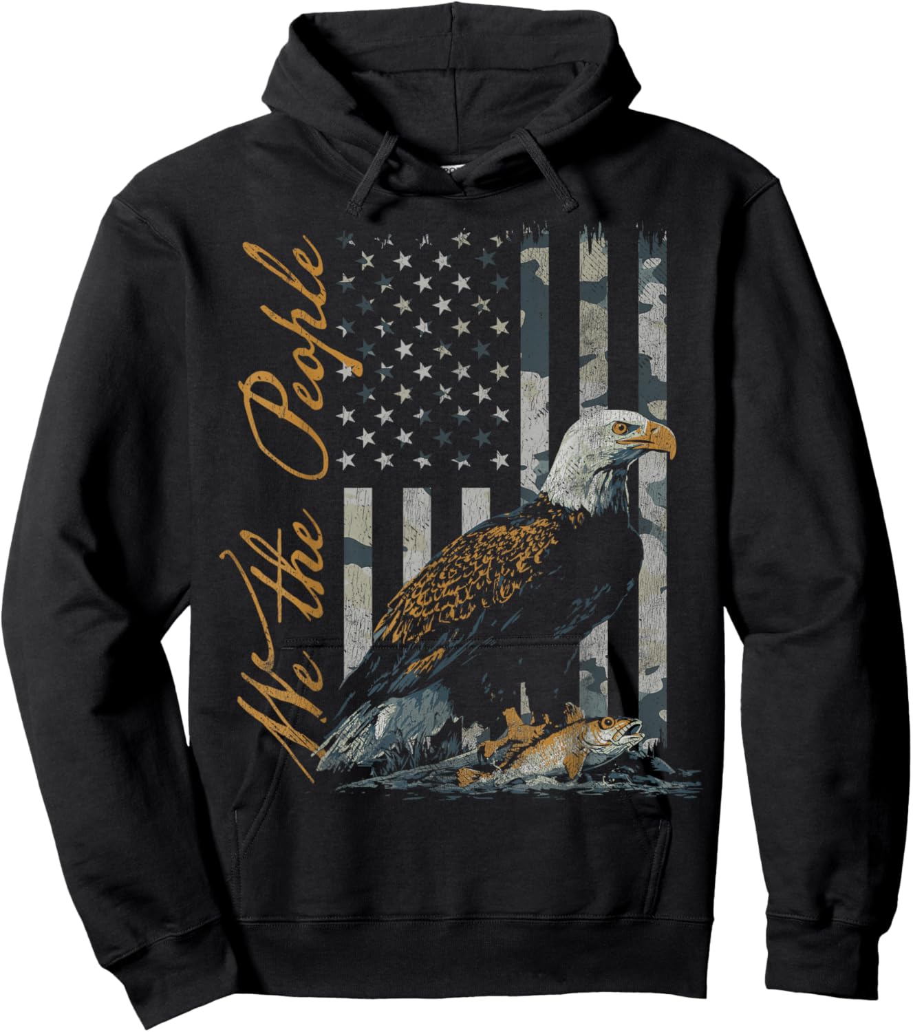 We The People American Flag Patriotic Bald Eagle Hoodie - Hoodie | Black