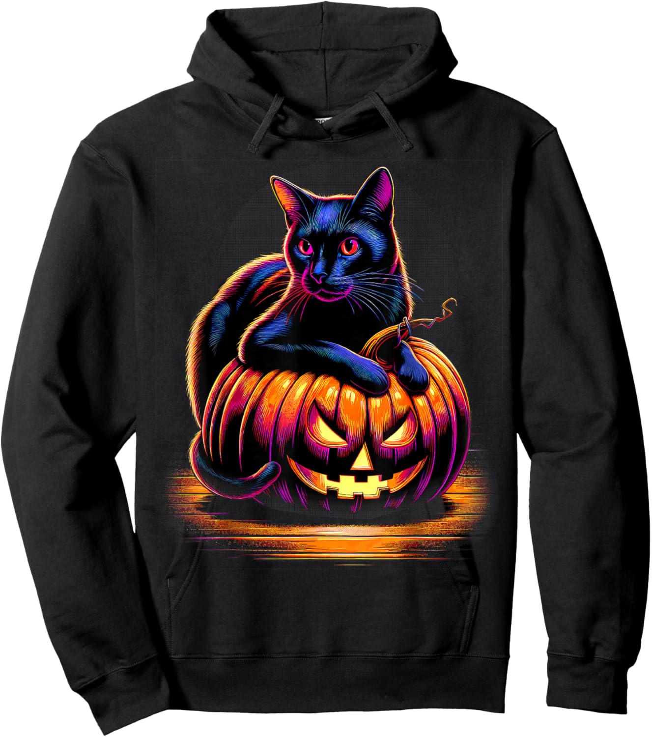 Halloween Cat Funny Fall Pumpkin Cat Lover Cute Hoodie - Hoodie | Black