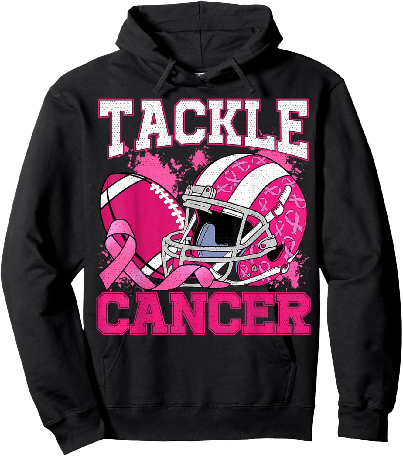 Tackle Breast Cancer Football Pink Breast Cancer Awareness Hoodie - Hoodie | Black