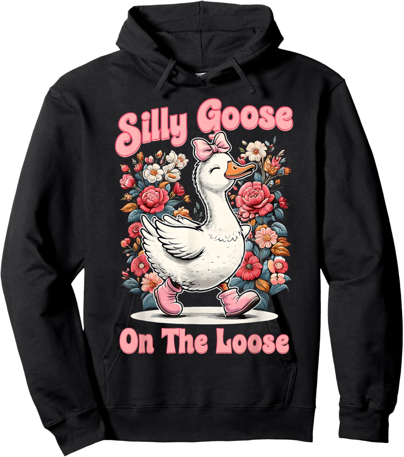 Silly Goose Mommy Funny Floral Silly Goose Mama Mother's Day Hoodie - Hoodie | Black