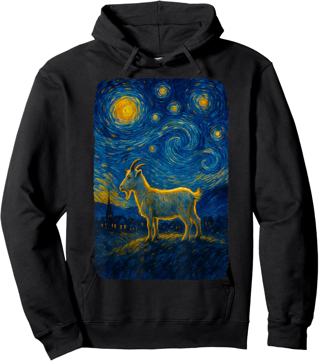 Funny Goat Lover Starry Cute Night Van Gogh for Girls Women Hoodie - Hoodie | Black