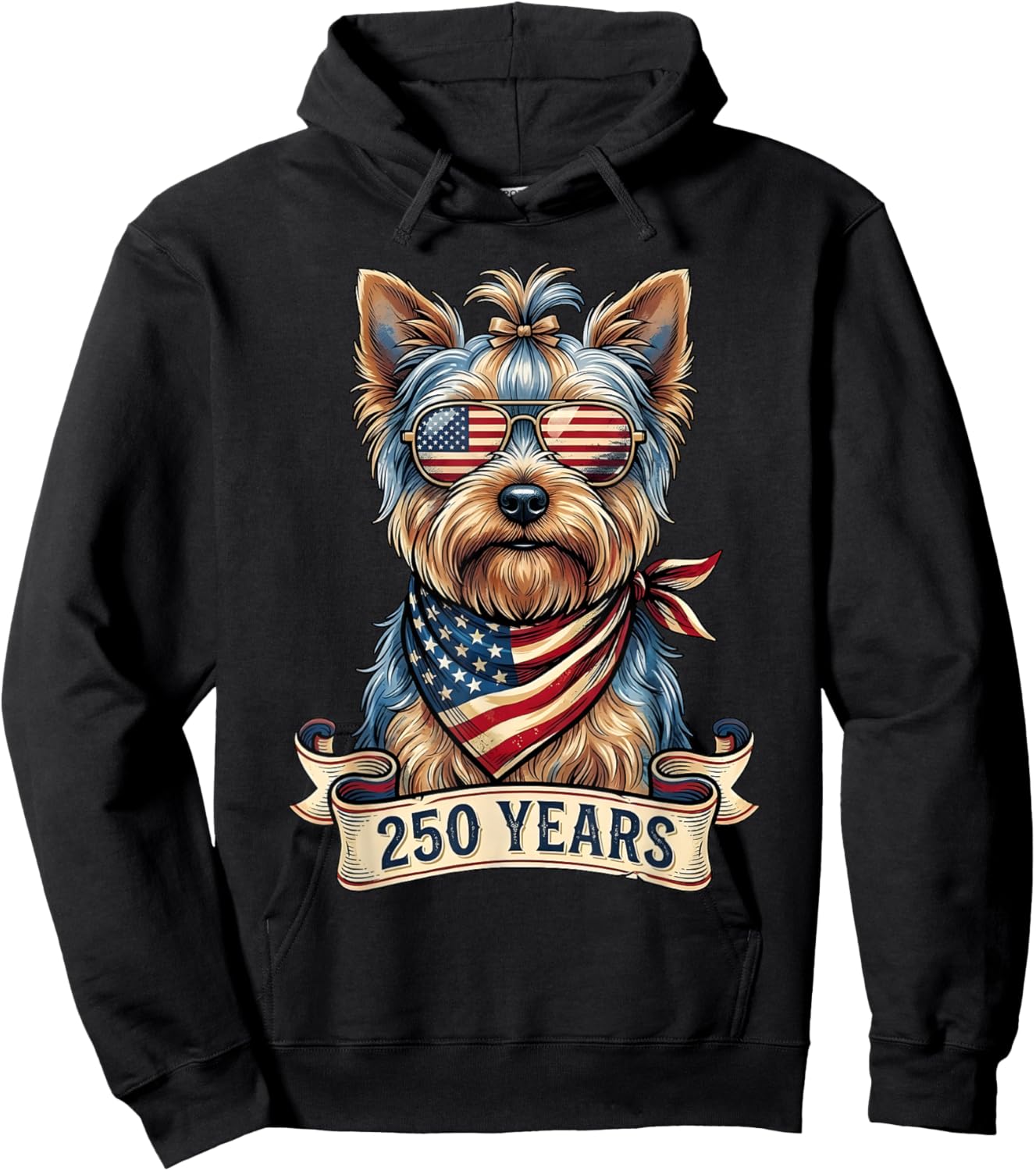 250th Anniversary USA 1776 2026 Dog Vintage Yorkie Hoodie - Hoodie | Black